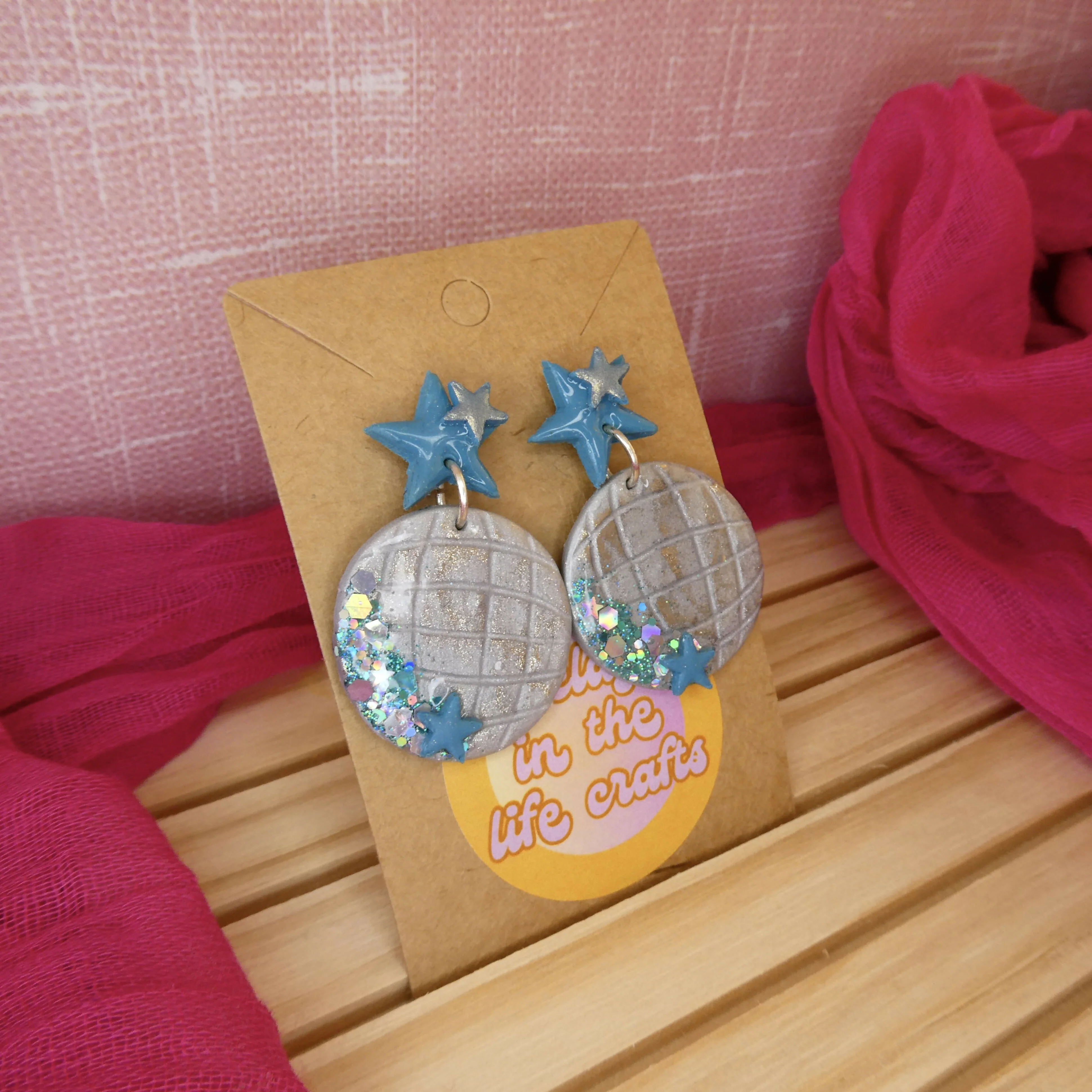1970's Disco Ball Polymer Clay Earrings