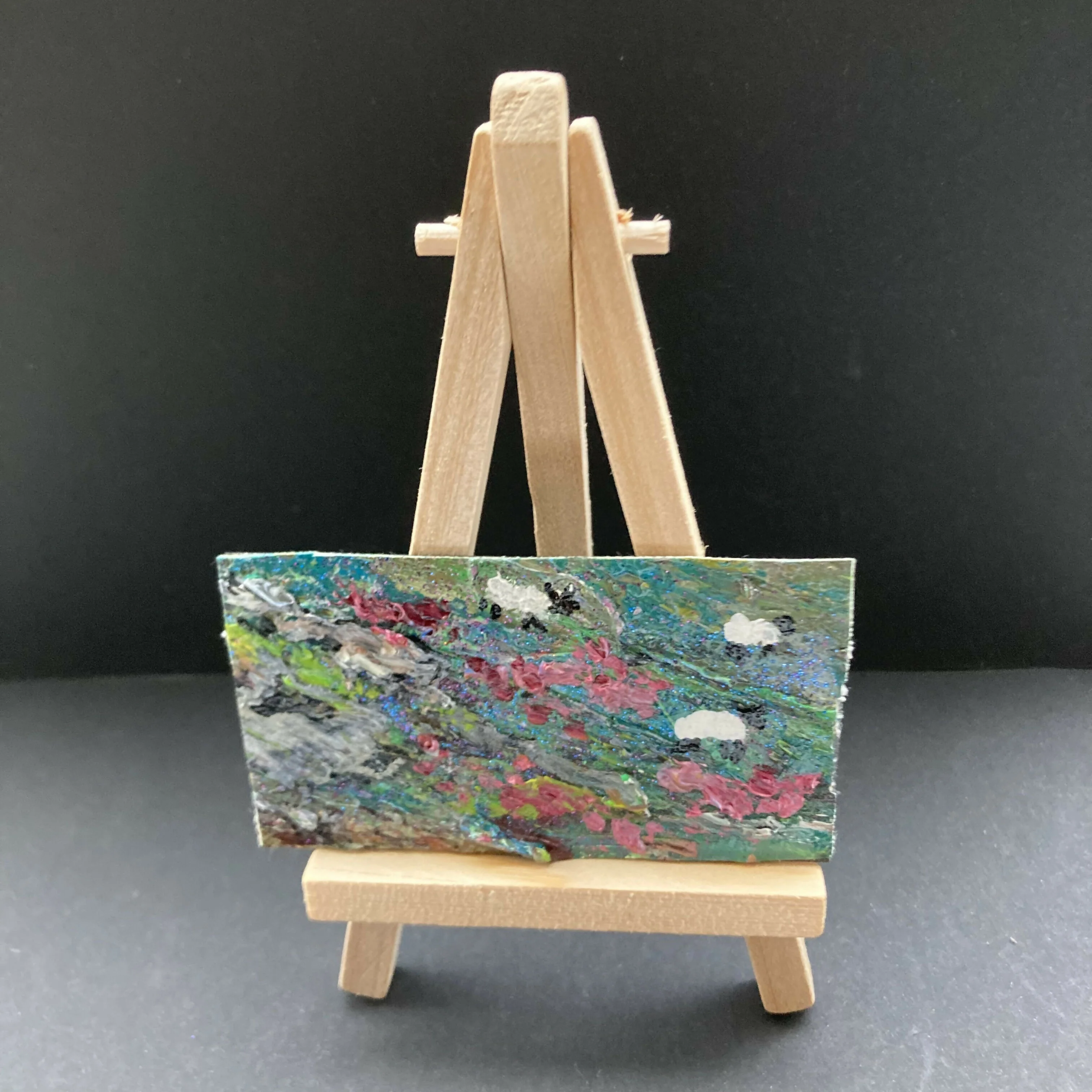 3 Sheep In Heather Mini Canvas Original Oil Painting Fridge Magnet - Image 2
