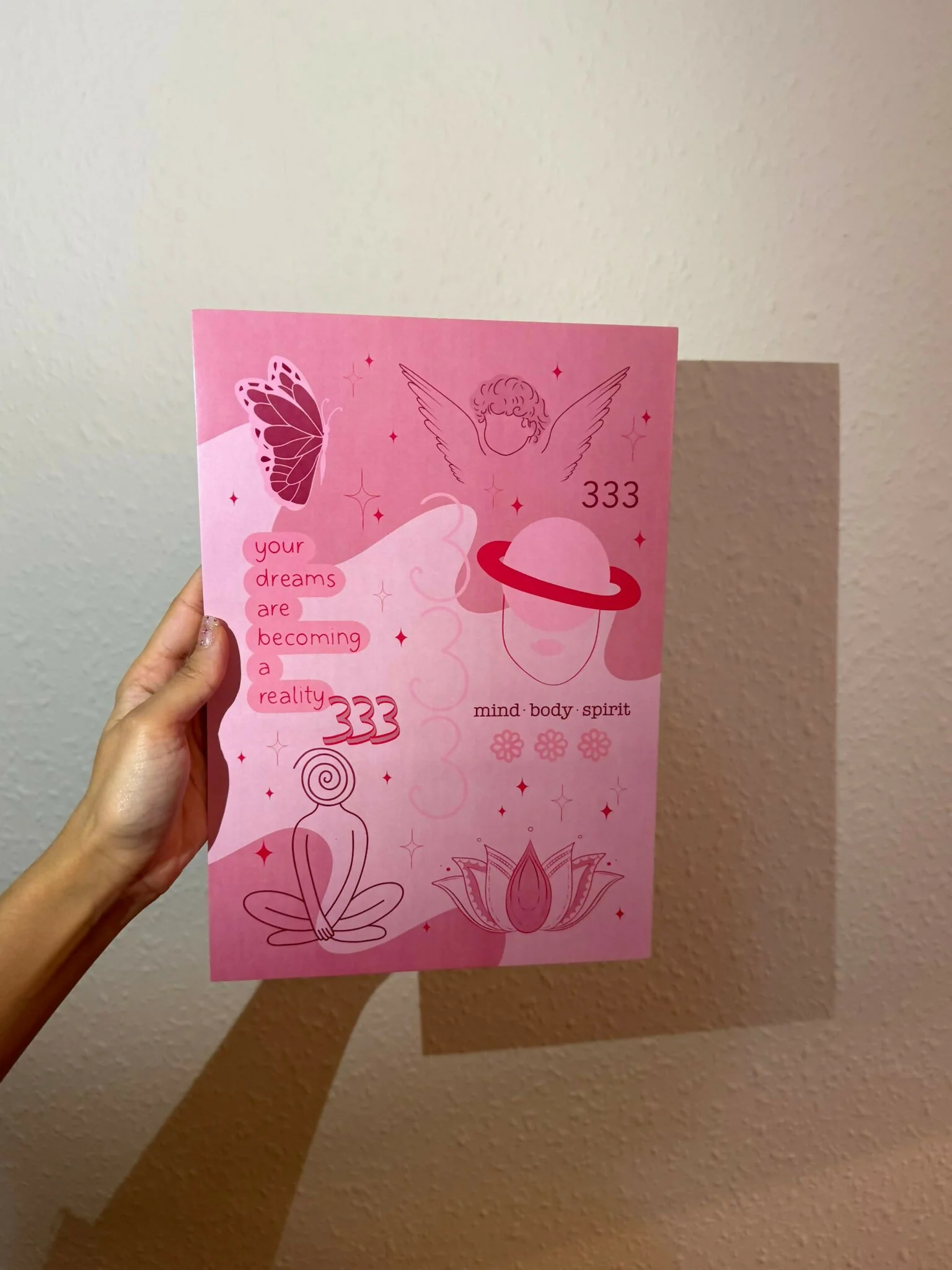 333 Angel Number Print | A4 Unframed | Pink Red | Your dreams are becoming a reality - Image 2
