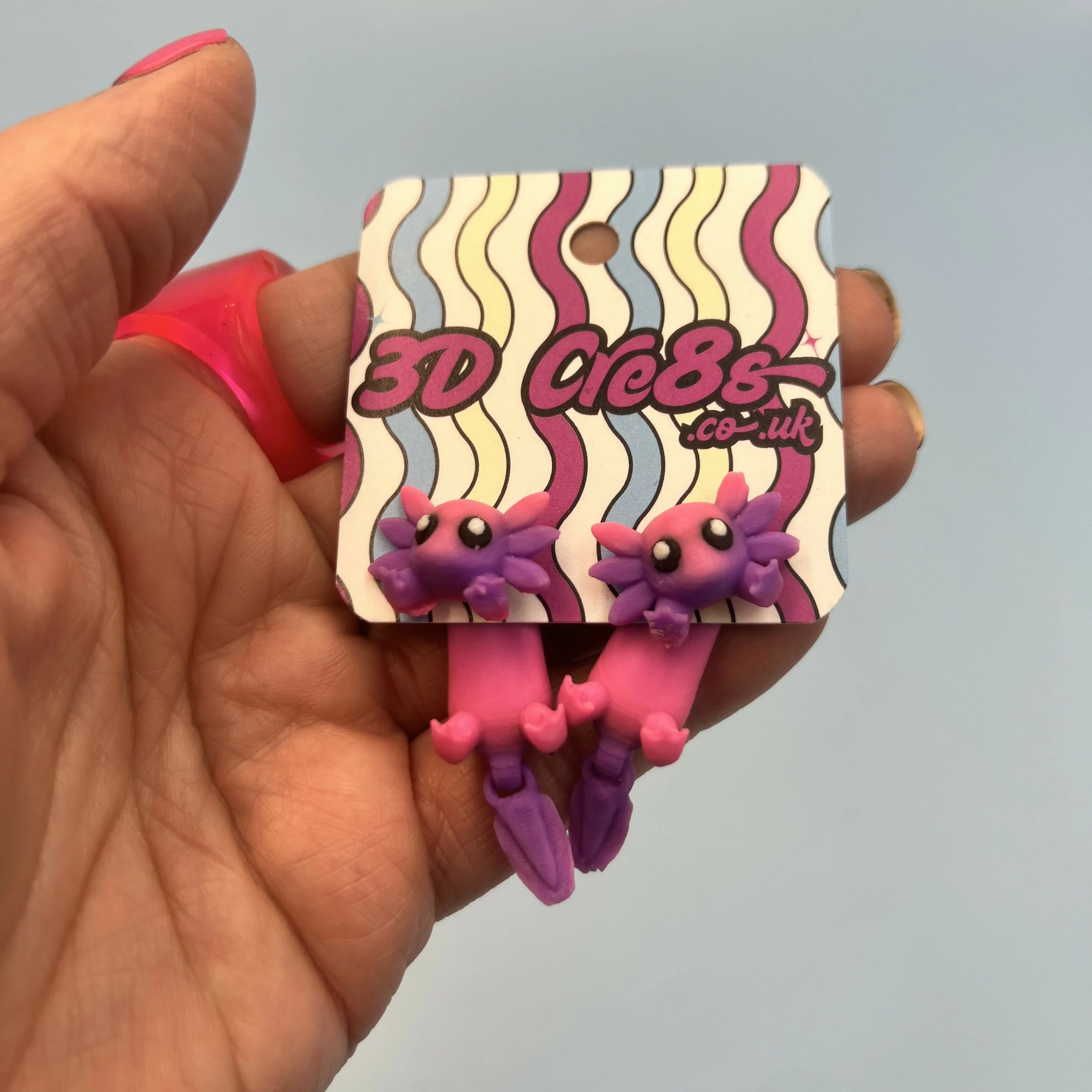 3D Printed EARRINGS: Animal friends DRAGON/CROC/AXOLOTL/DINO