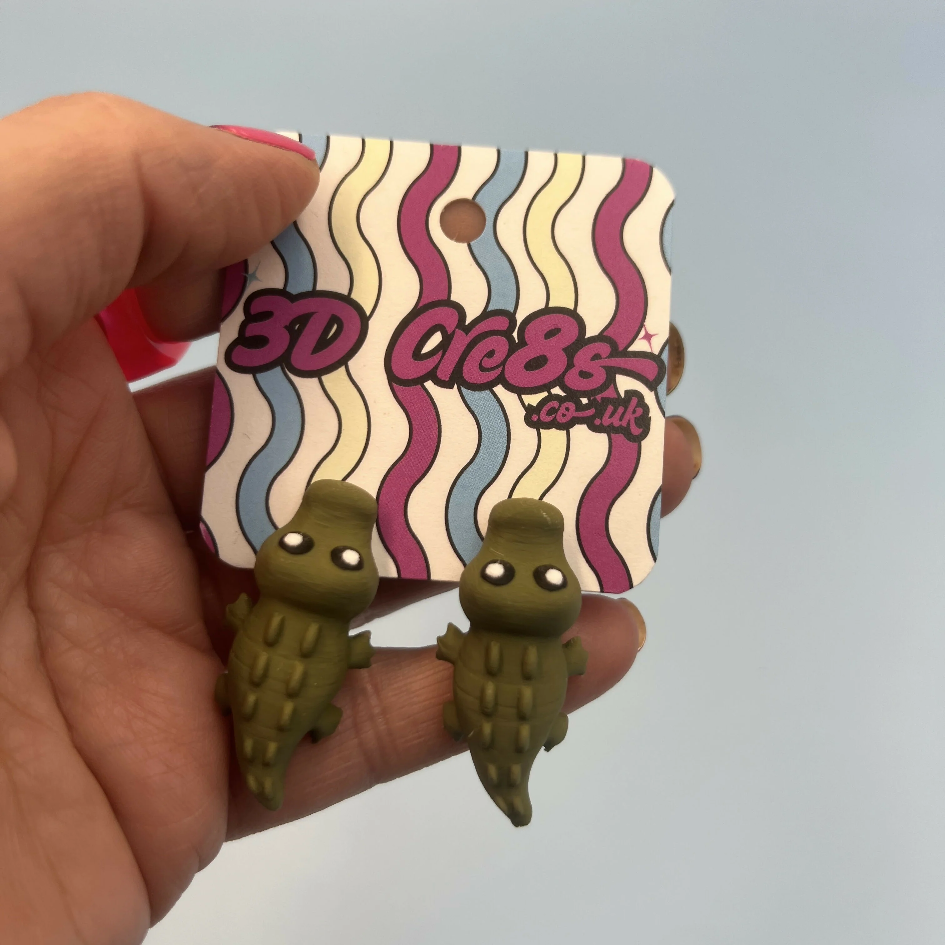 3D Printed EARRINGS: Animal friends DRAGON/CROC/AXOLOTL/DINO - Image 3