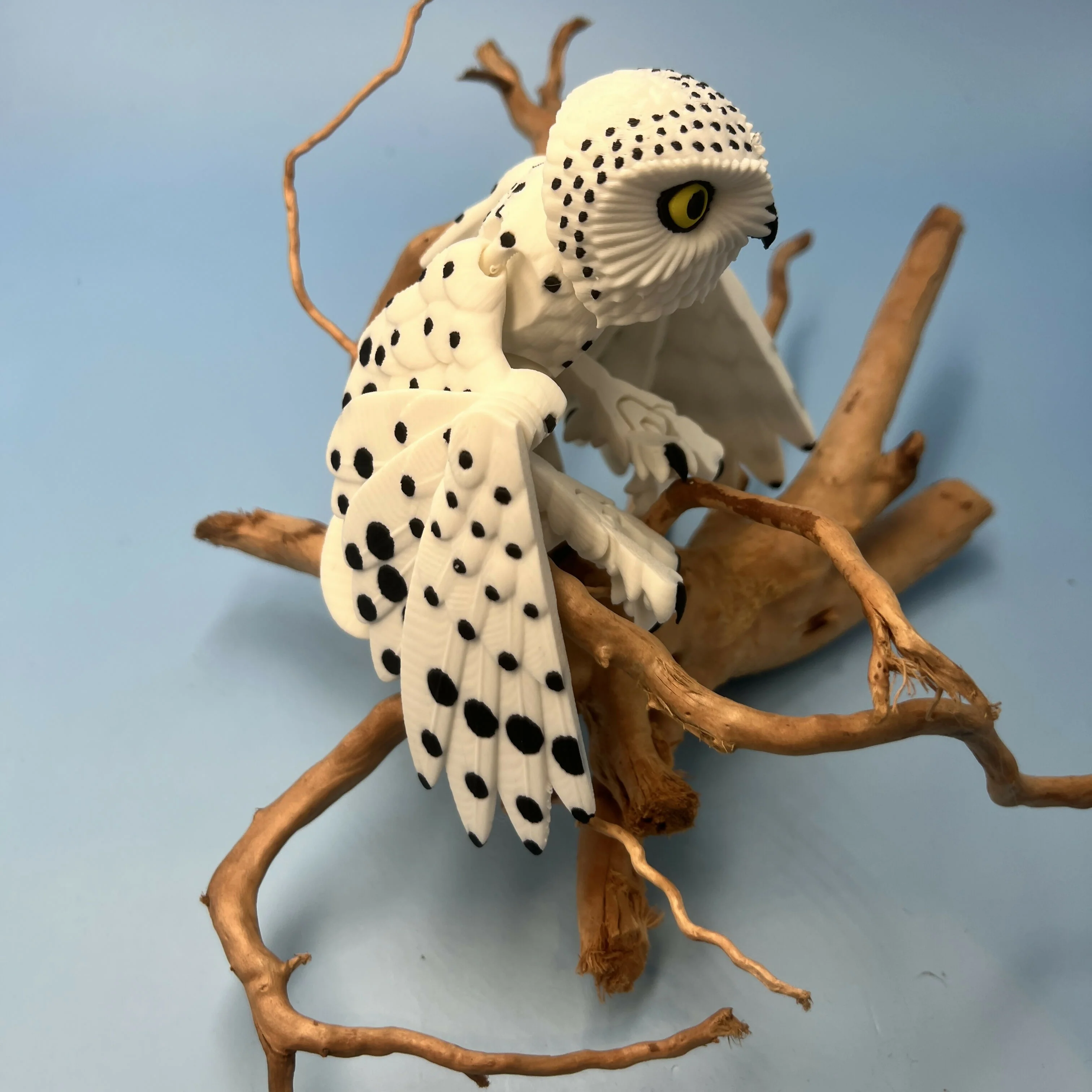 3D Printed LARGE: Articulated Sensory Fidget Animal Friend Snow Owl 22cm - Image 2