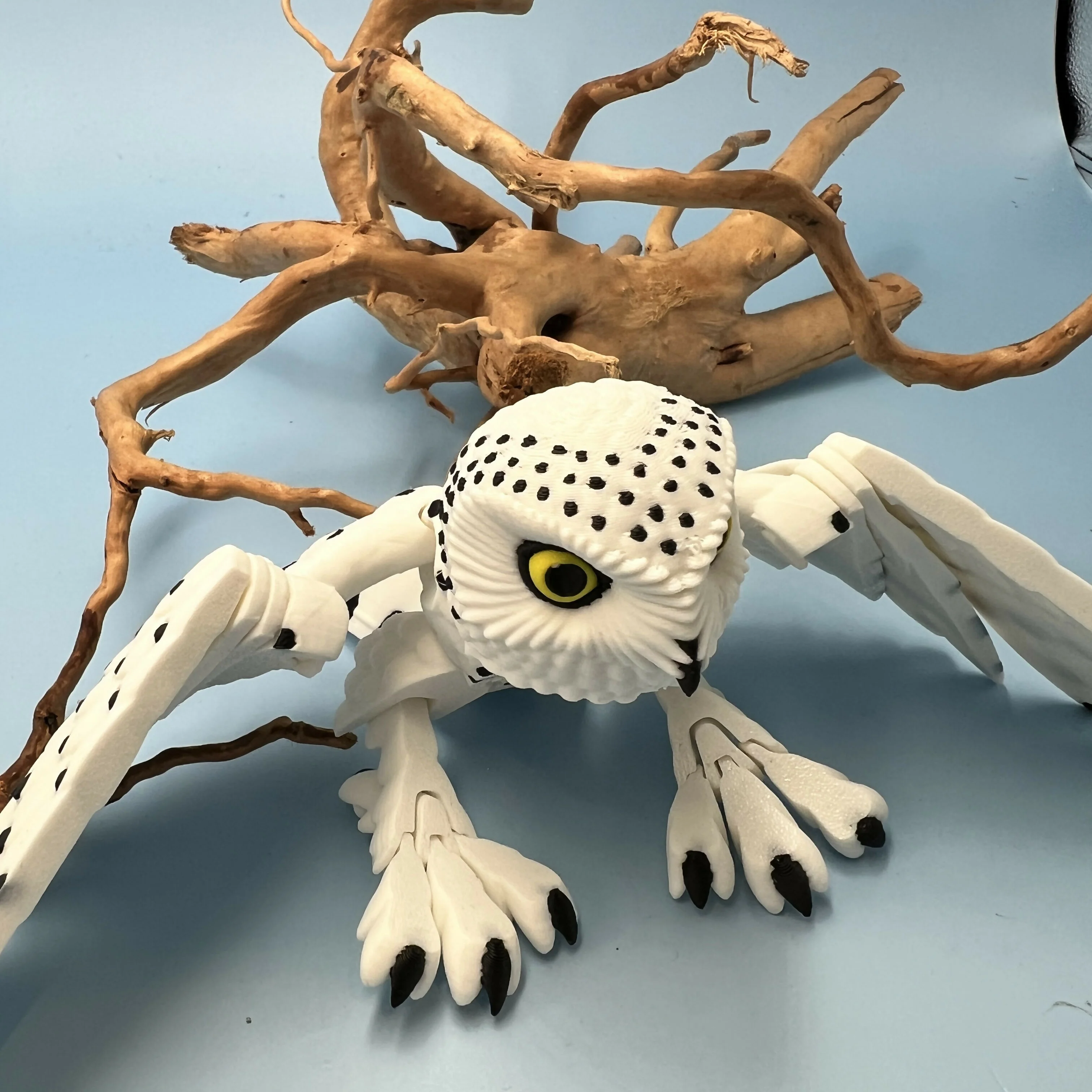 3D Printed LARGE: Articulated Sensory Fidget Animal Friend Snow Owl 22cm - Image 3