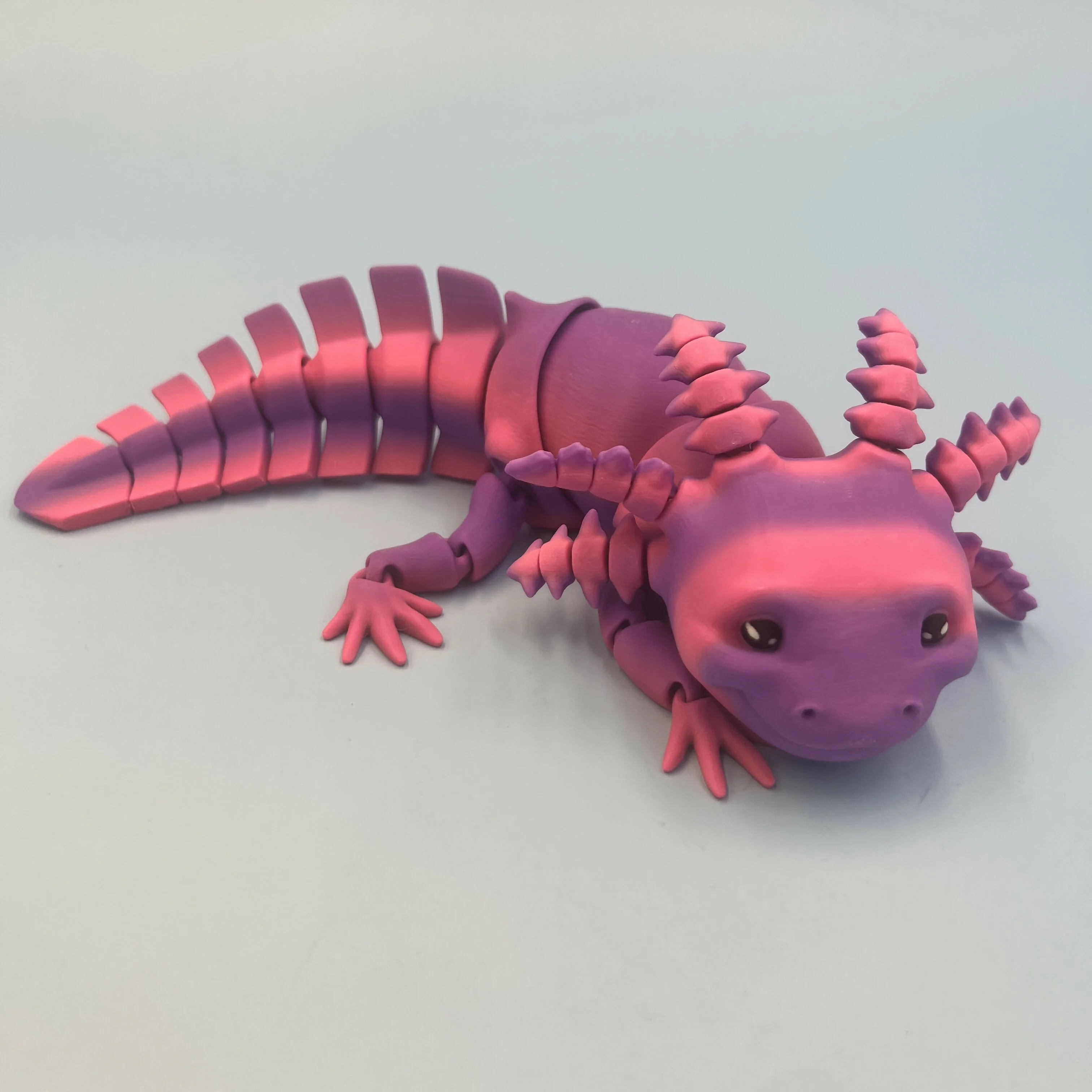 3D Printed LARGE: Articulated Sensory Fidget Animals friend Axolotl (PINK / PURPLE ) 25cm