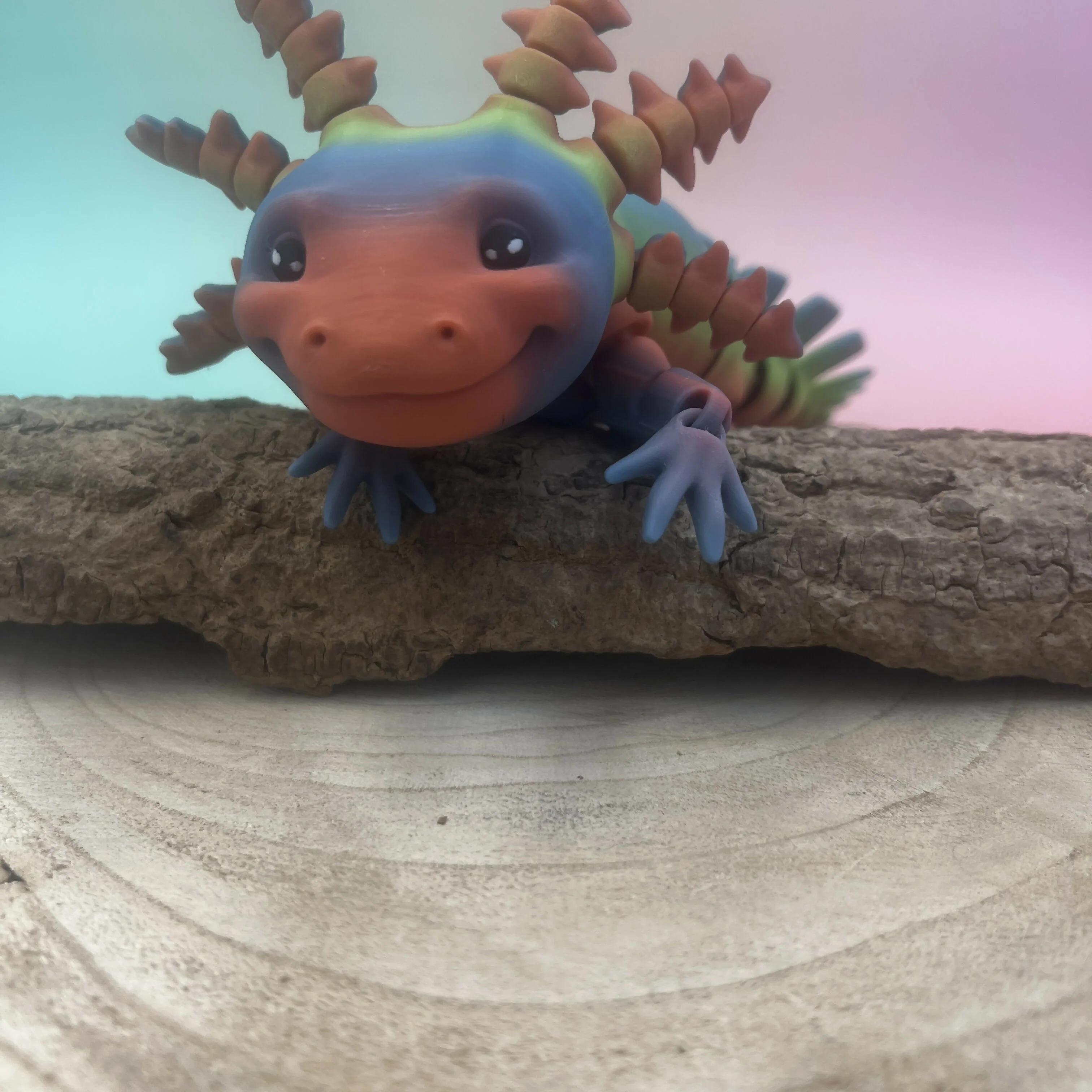 3D Printed LARGE: Articulated Sensory Fidget Animals friends Axolotl (Rainbow Green/Pink/Blue ) 25cm - Image 8
