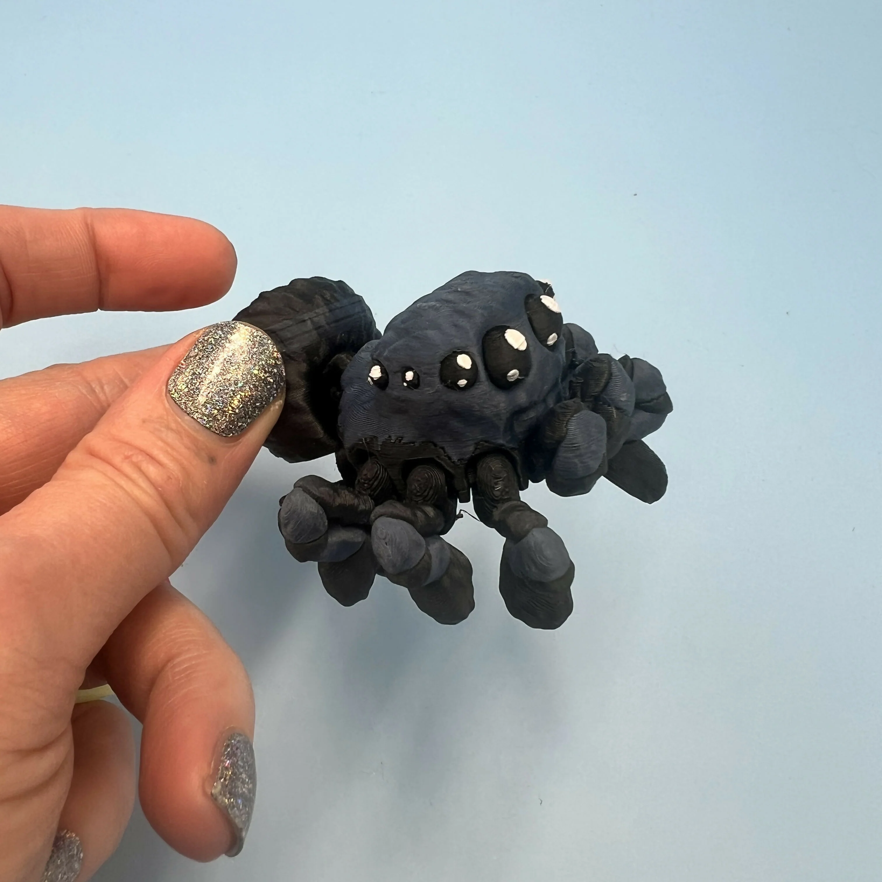 3D Printed MEDIUM: Articulated Sensory Fidget Animals friends Spider (Navy/Black) 7cm - Image 3