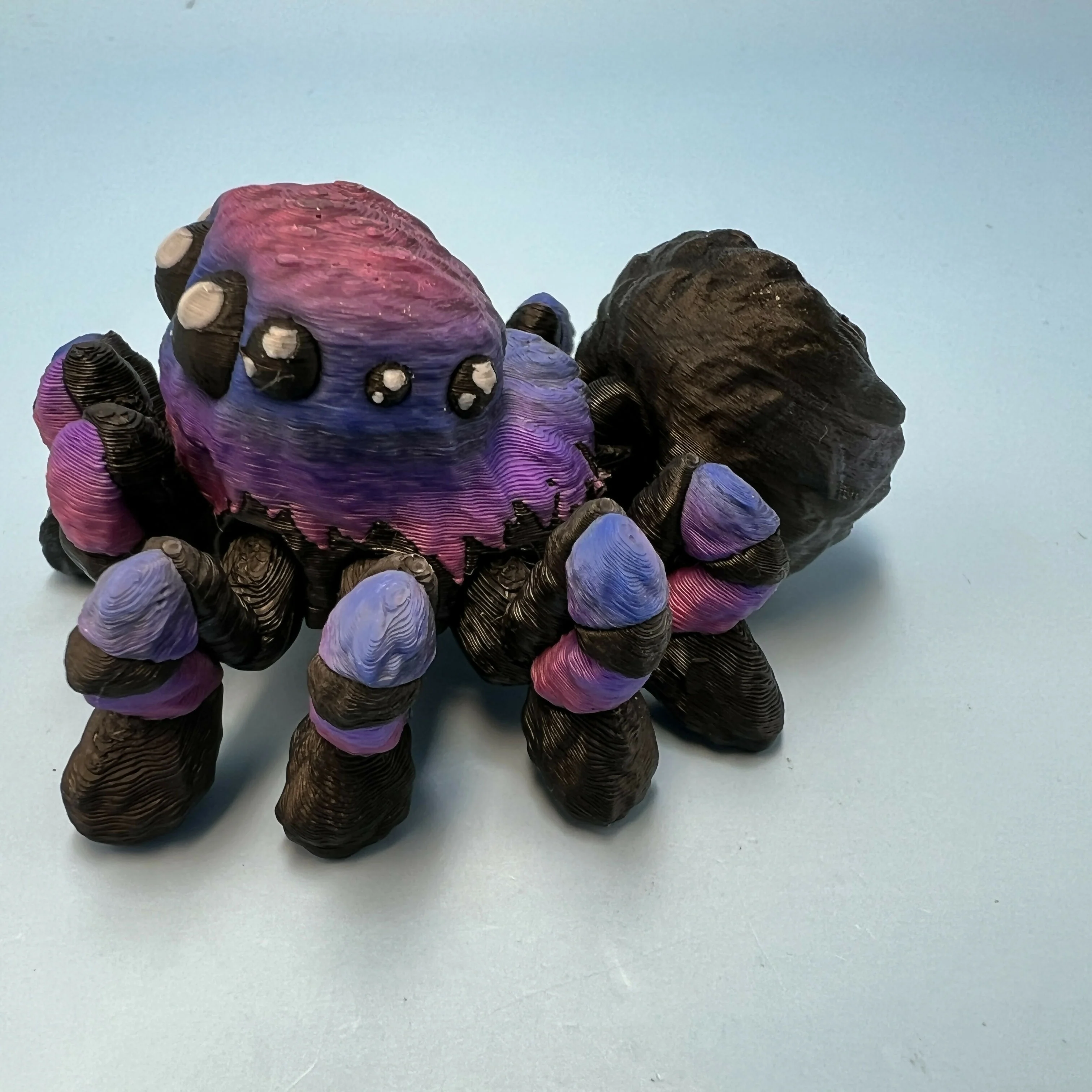 3D Printed MEDIUM: Articulated Sensory Fidget Animals friends Spider (Purple/Black) 7cm - Image 3