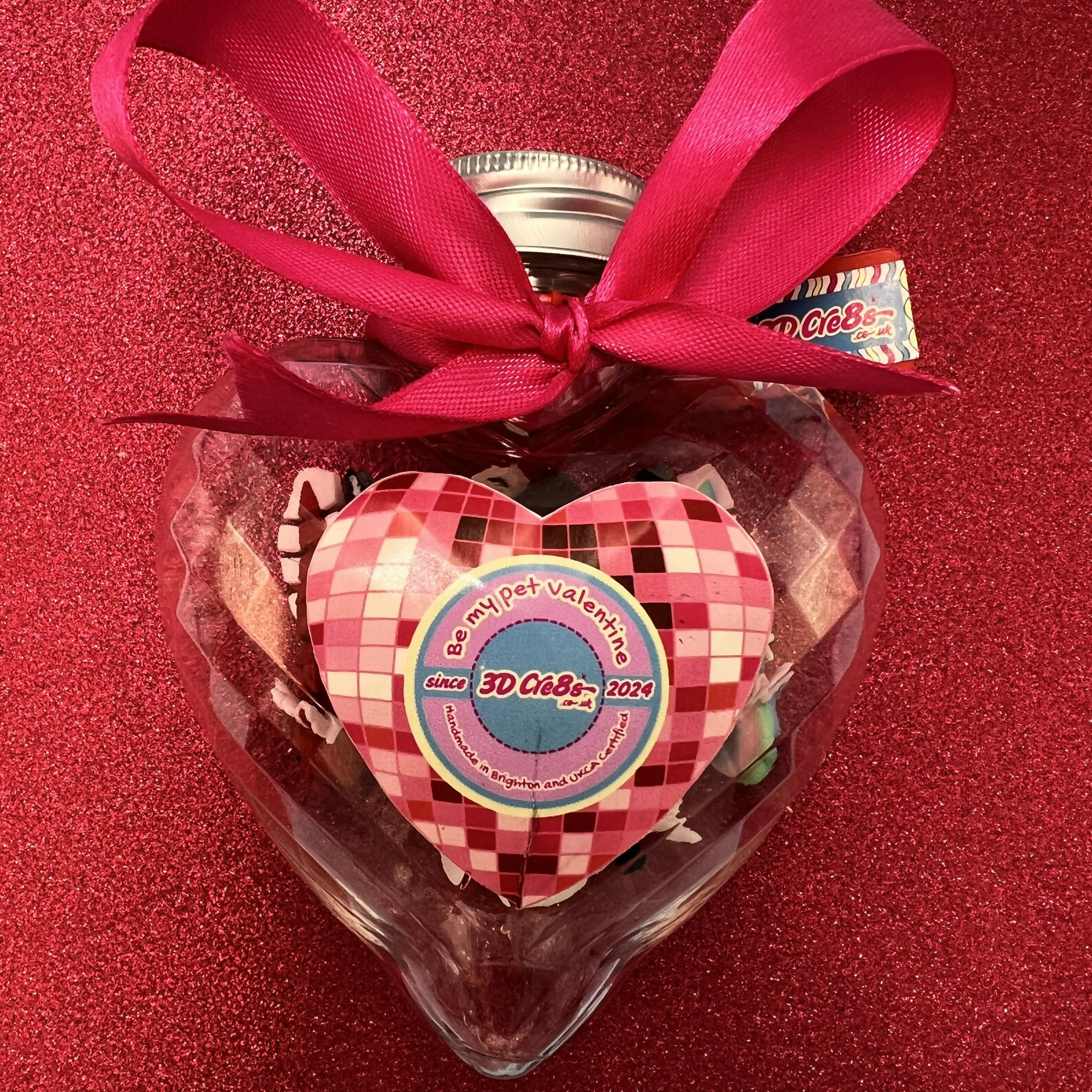 3D Printed Micro Mini: Articulated Sensory Fidget Animals Valentine Heart Bottle of 10 Mixed friends