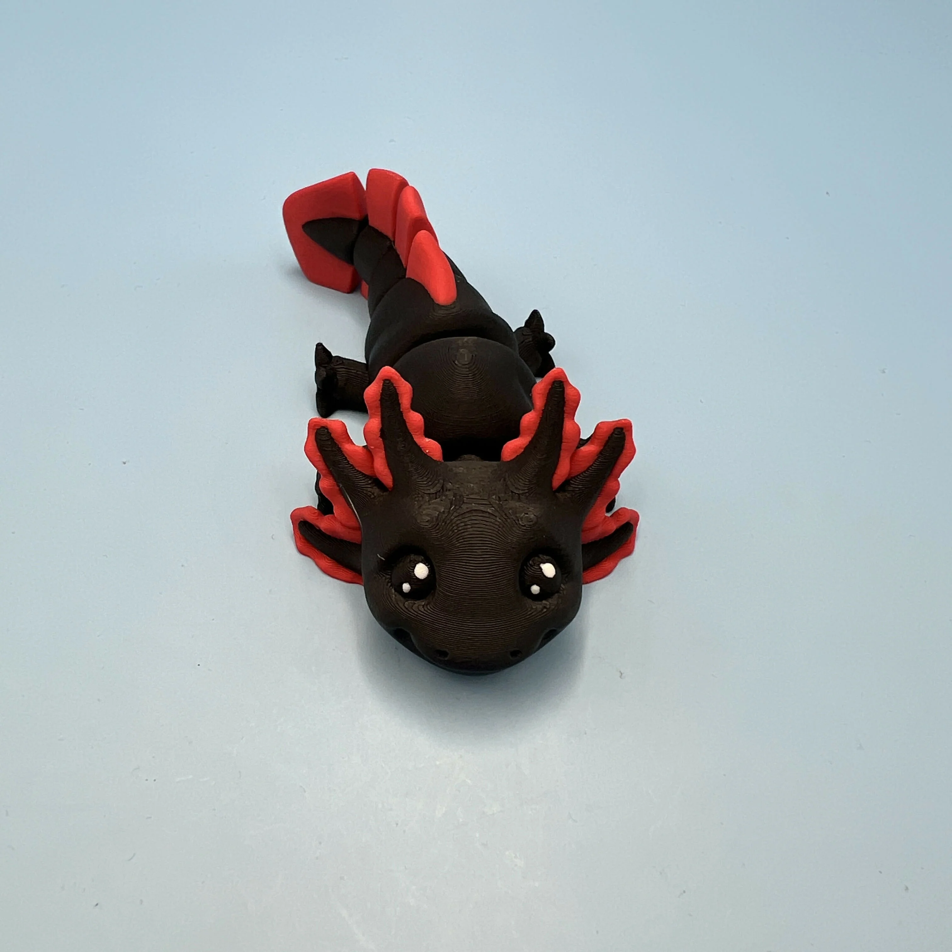 3D Printed SMALL: Articulated Sensory Fidget Animals friends Axolotl (Black/Red) 11cm - Image 2