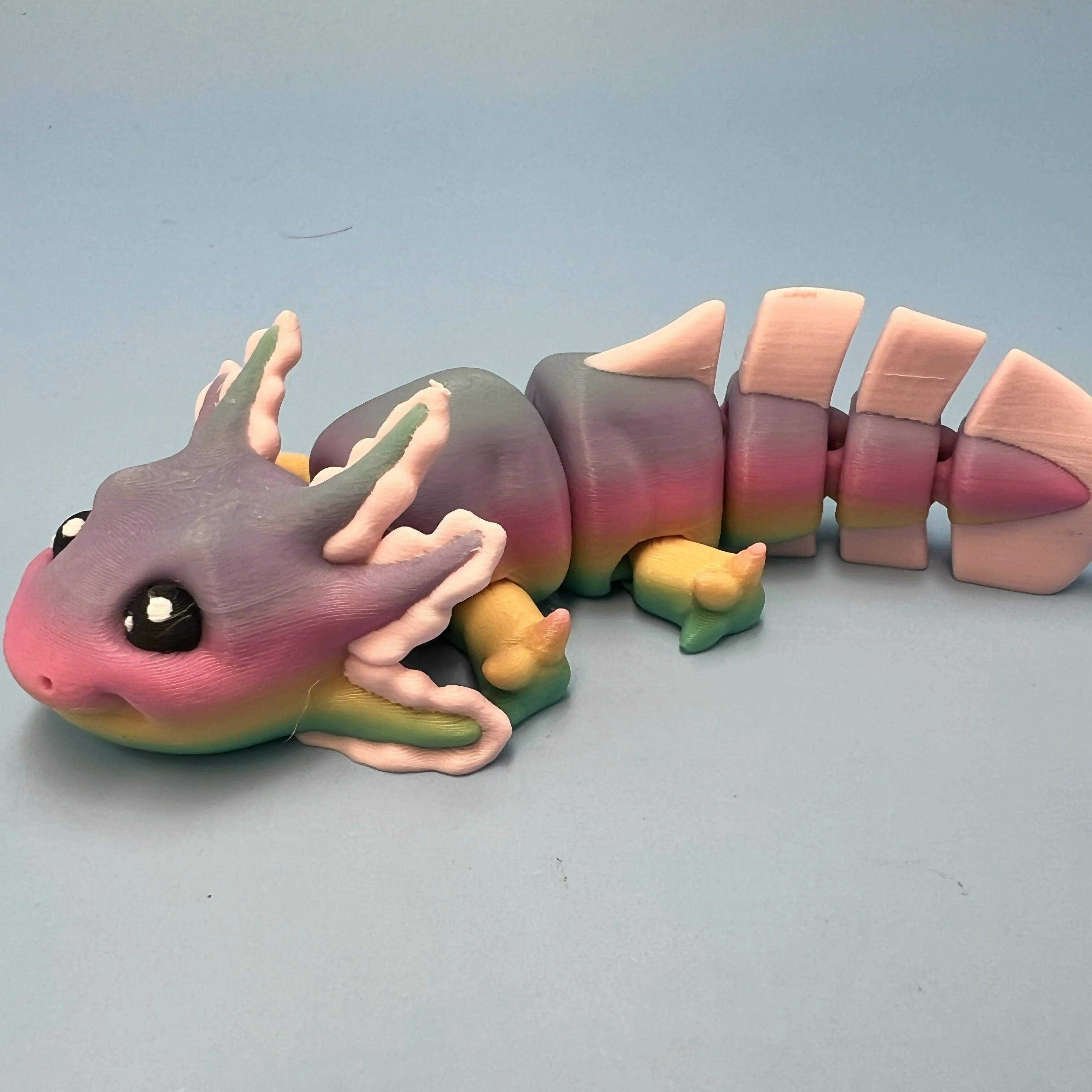 3D Printed SMALL: Articulated Sensory Fidget Animals friends Axolotl (Rainbow Candy / Pink) 11cm - Image 5