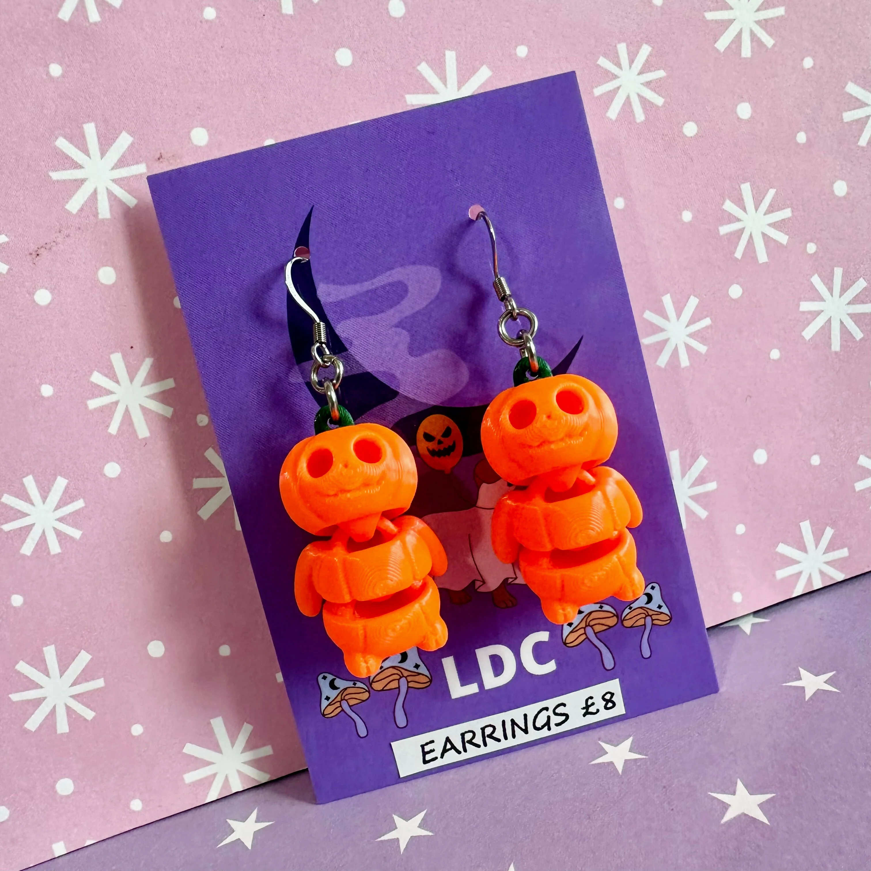 3d Pumpkin Guy Earrings - Image 2