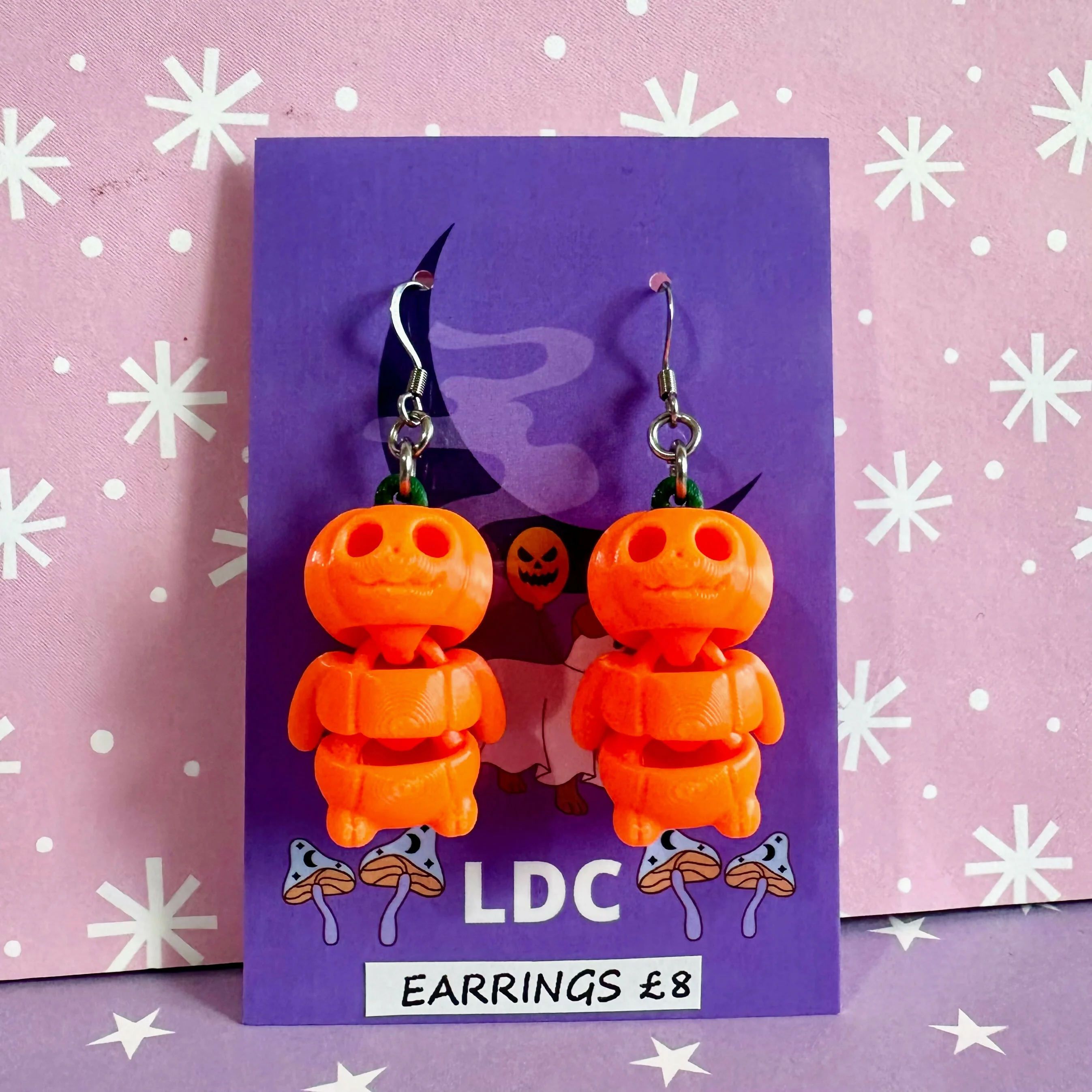 3d Pumpkin Guy Earrings - Image 3