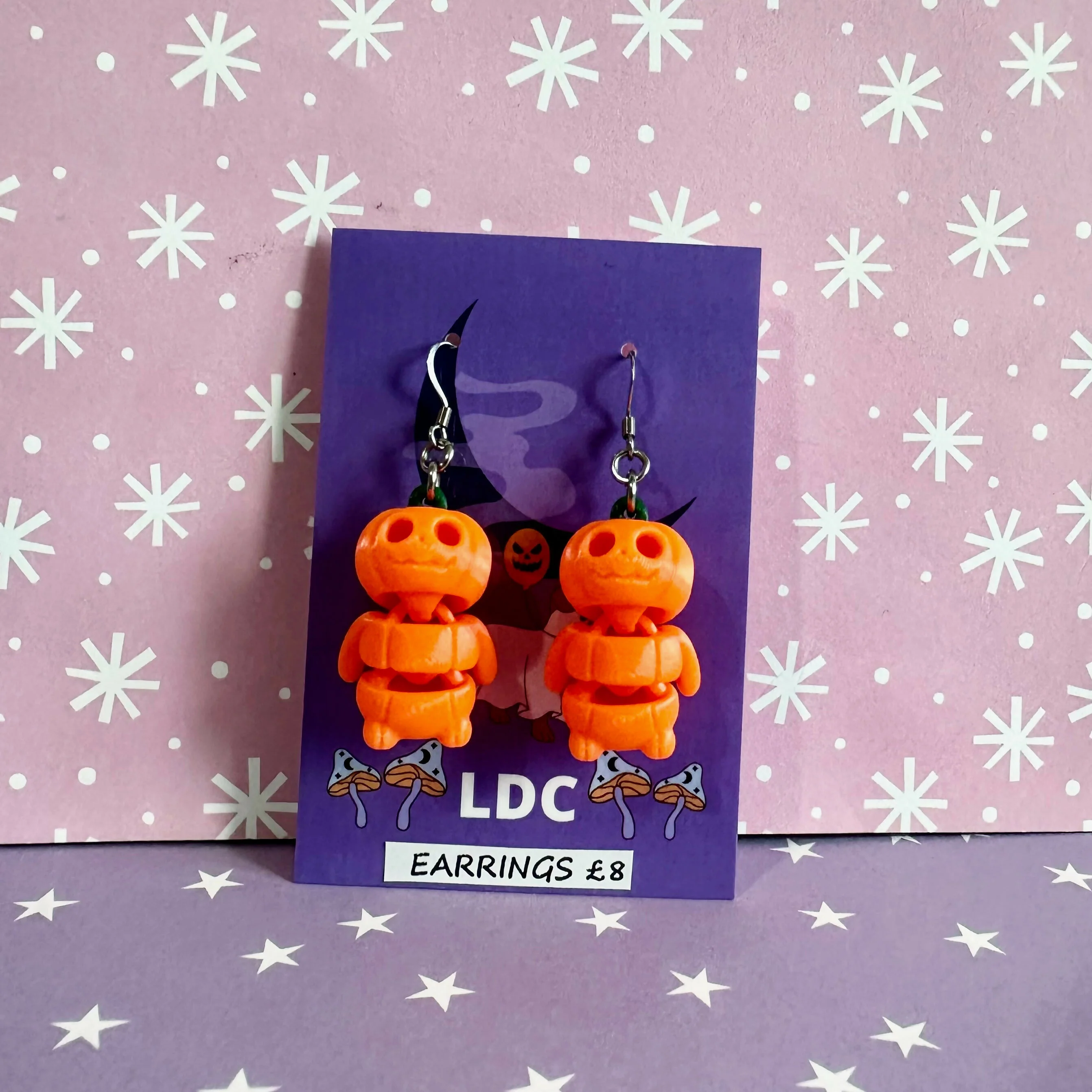 3d Pumpkin Guy Earrings - Image 4