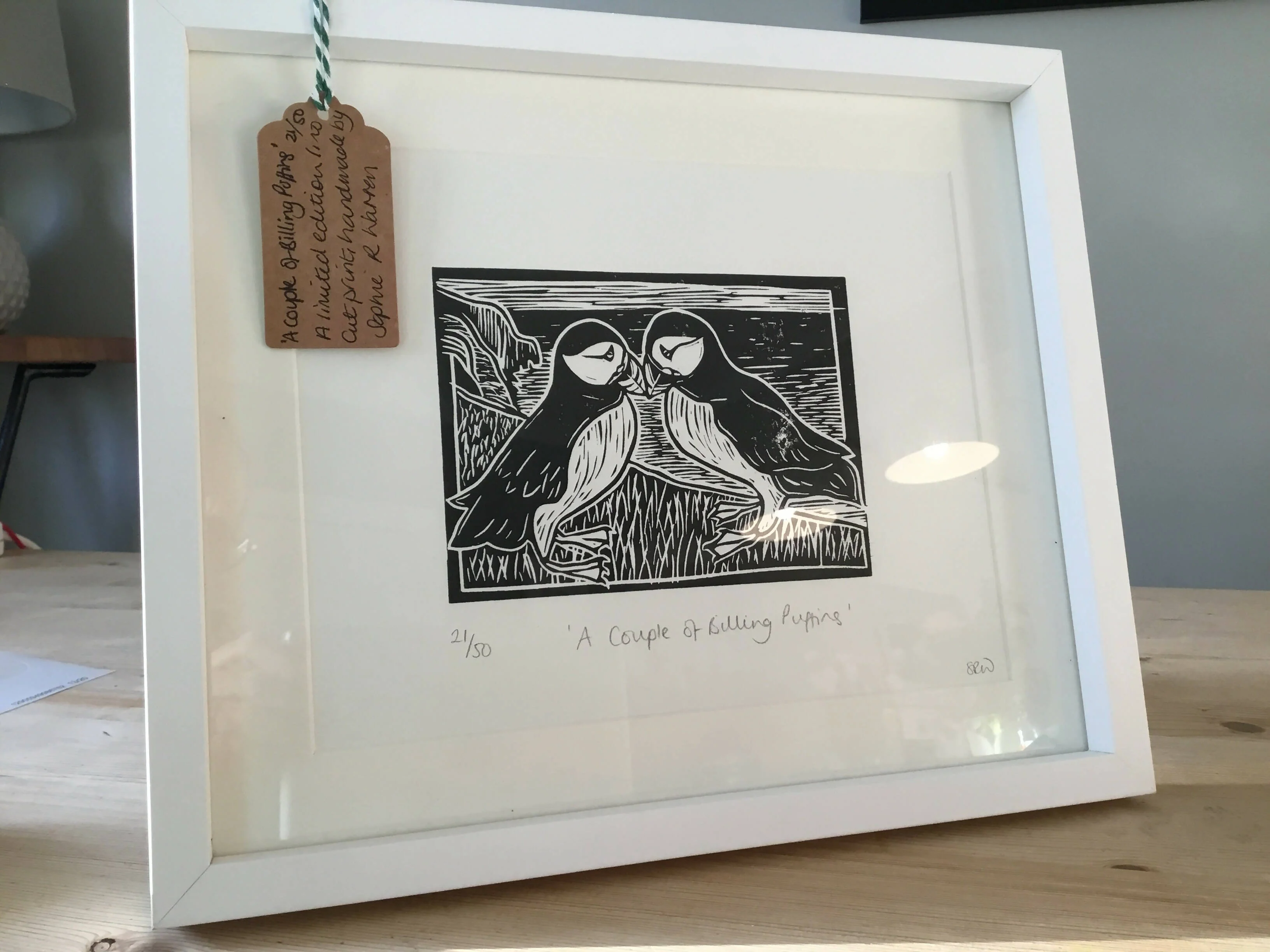 ‘A Couple of Billing Puffins’ Limited Edition Lino Cut Print - Image 19