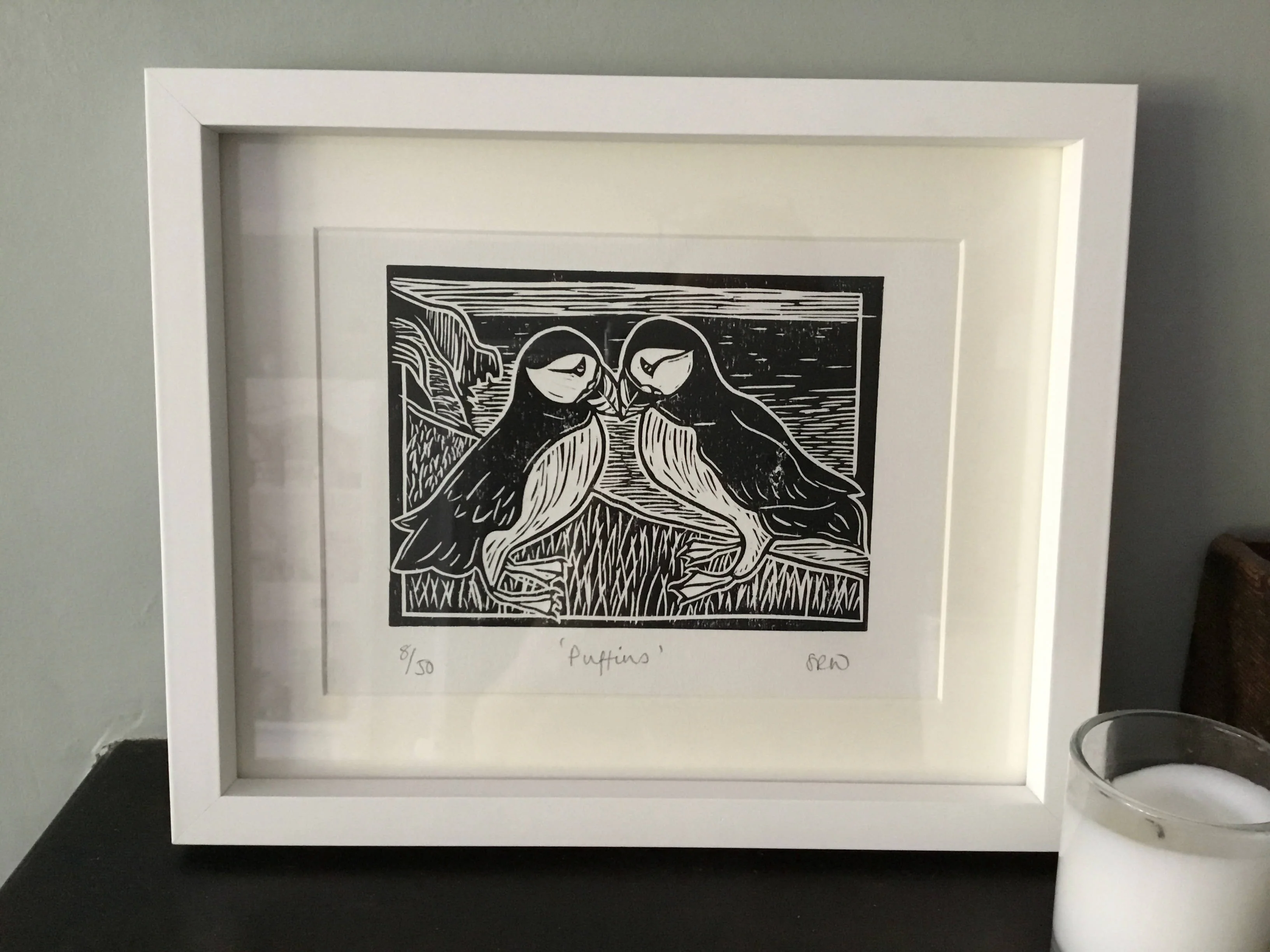 ‘A Couple of Billing Puffins’ Limited Edition Lino Cut Print - Image 4