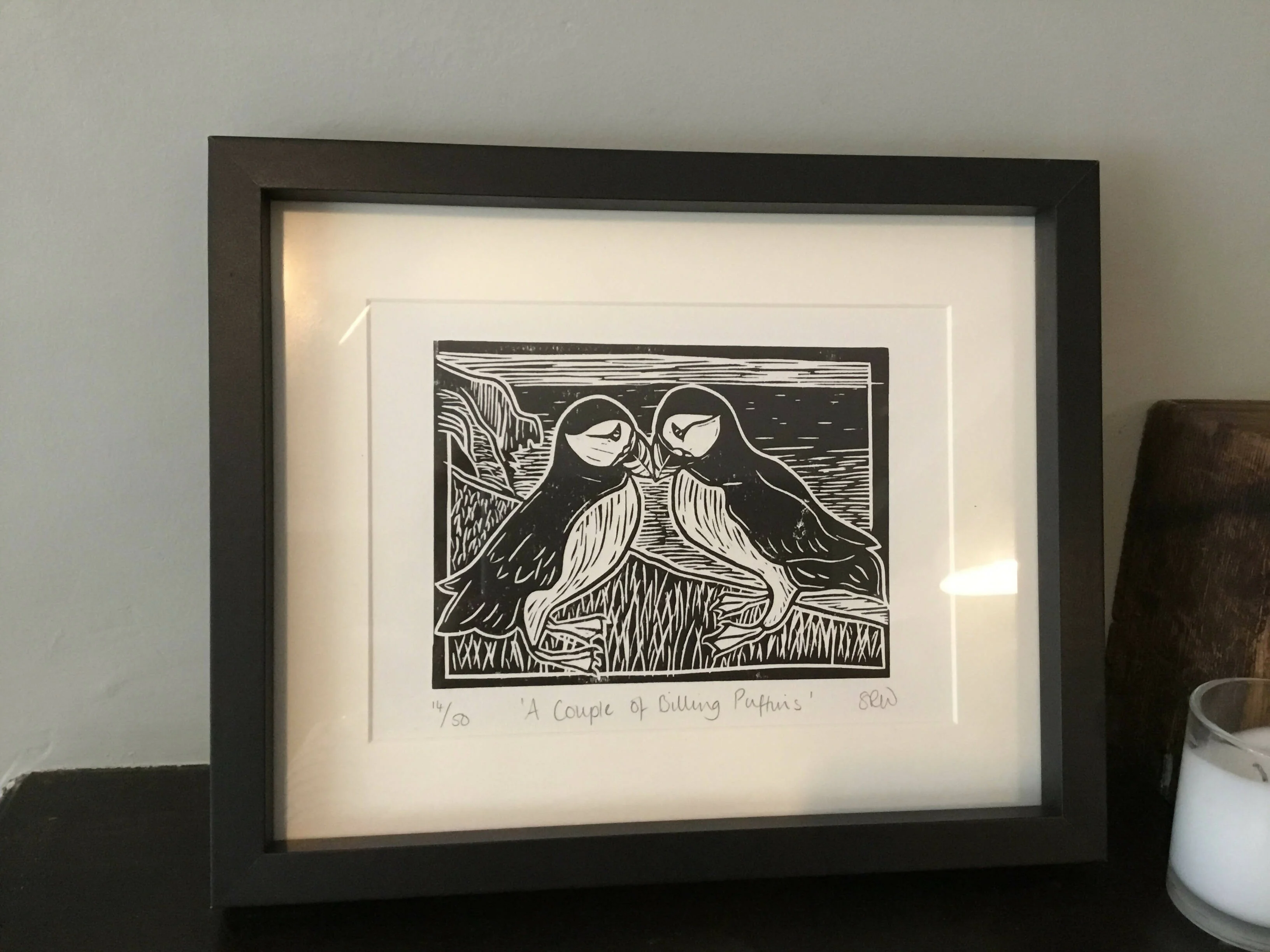 ‘A Couple of Billing Puffins’ Limited Edition Lino Cut Print - Image 5