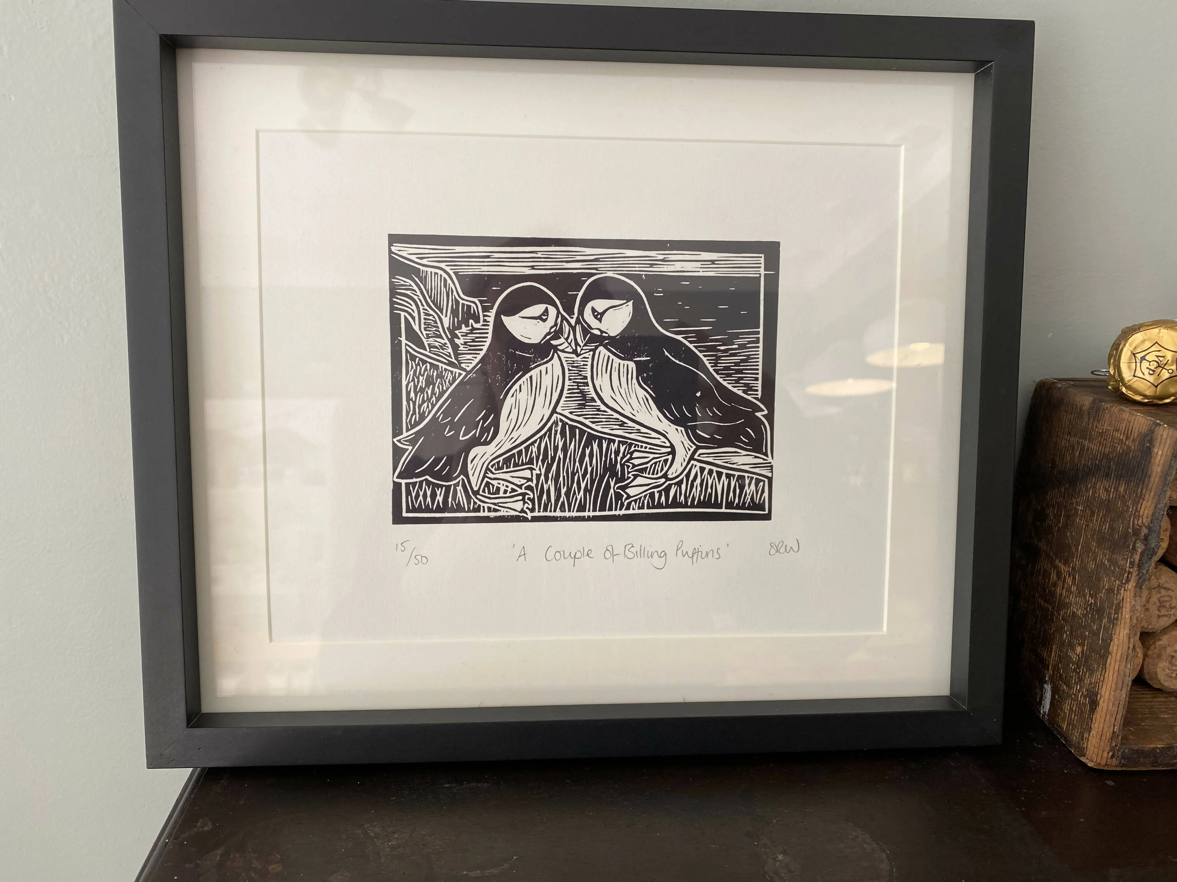 ‘A Couple of Billing Puffins’ Limited Edition Lino Cut Print - Image 7