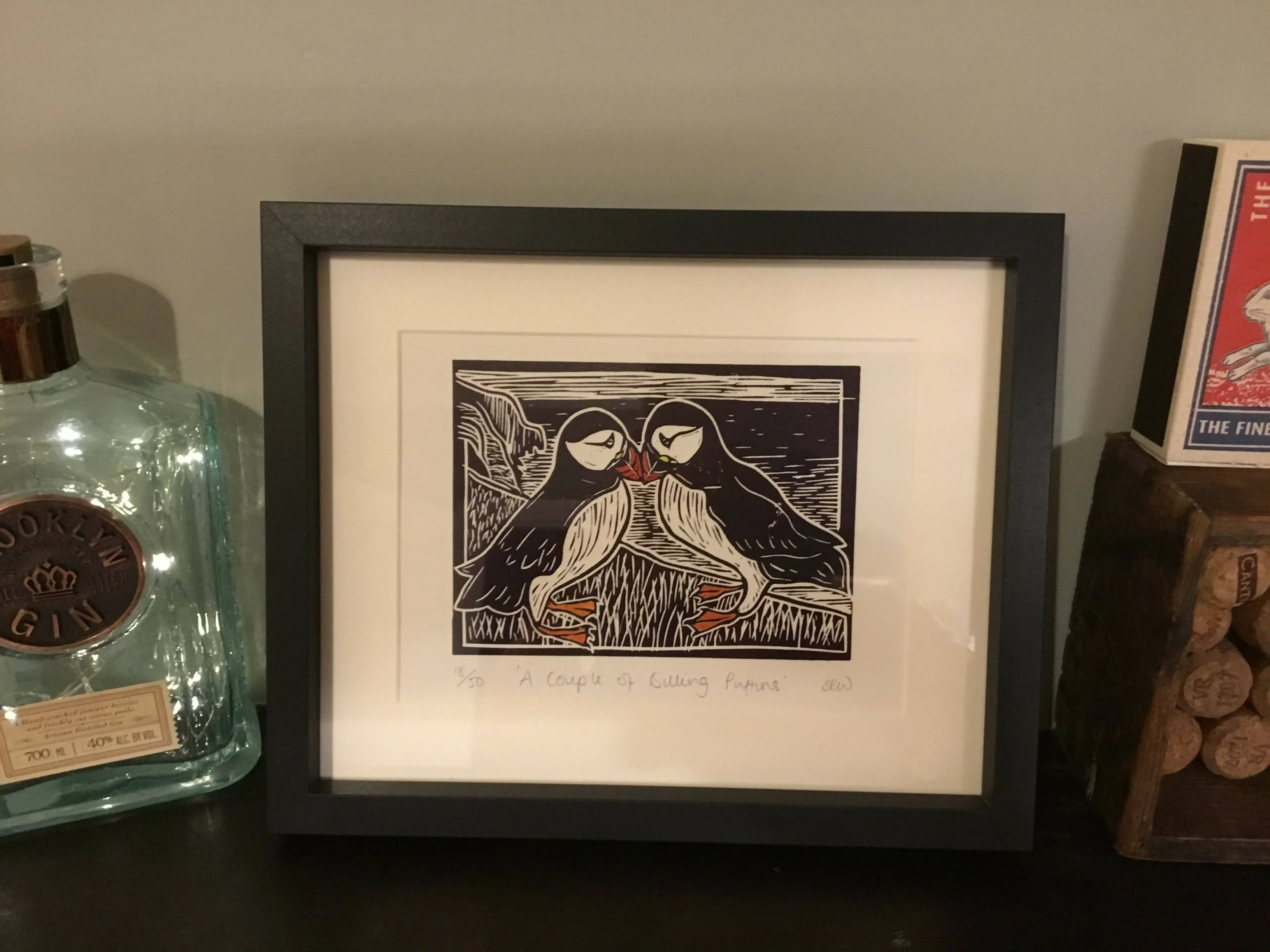 ‘A Couple of Billing Puffins’ Limited Edition Lino Cut Print - Image 8