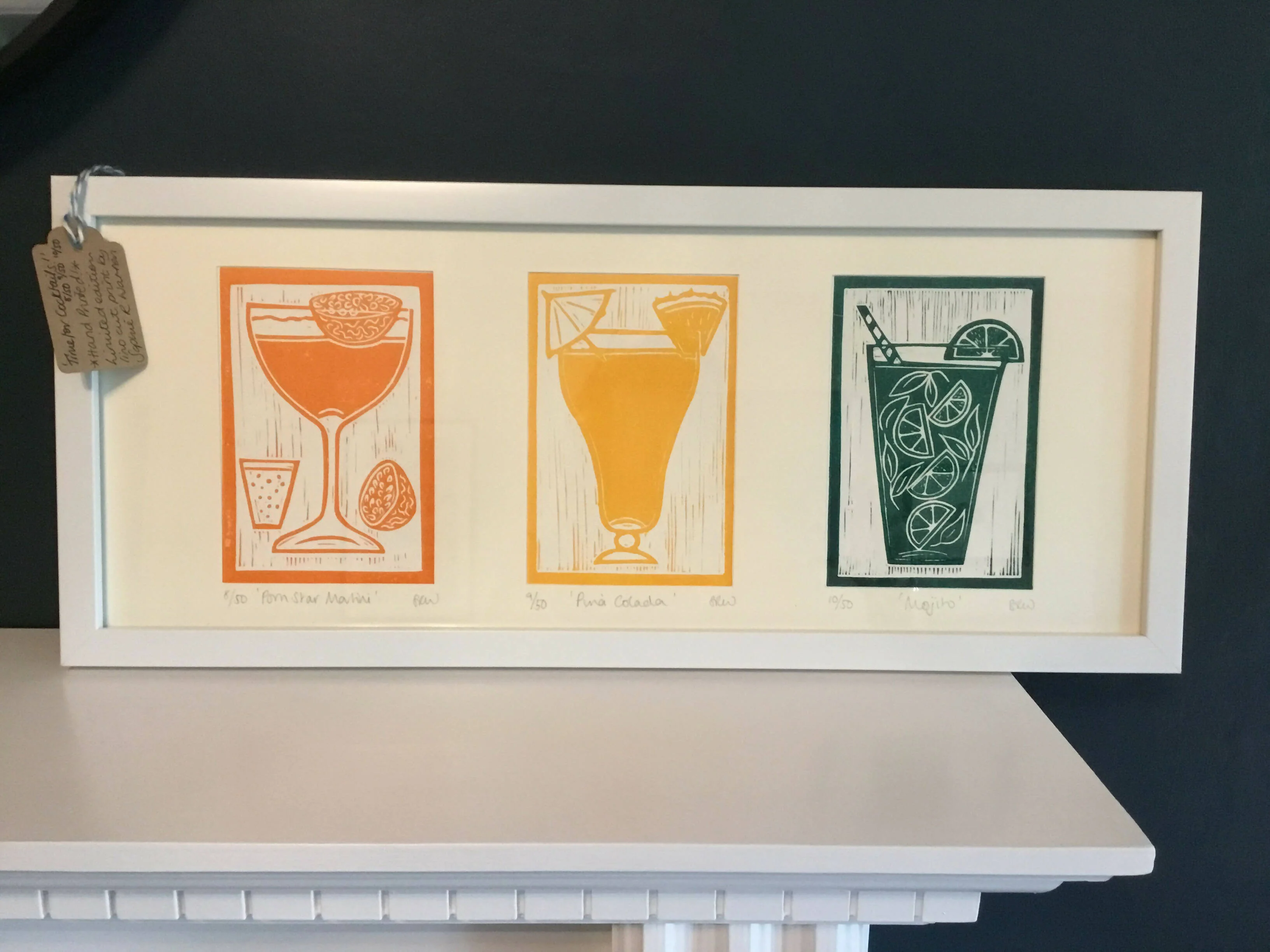 A Time for Cocktails Framed Lino Cut Print - Image 3