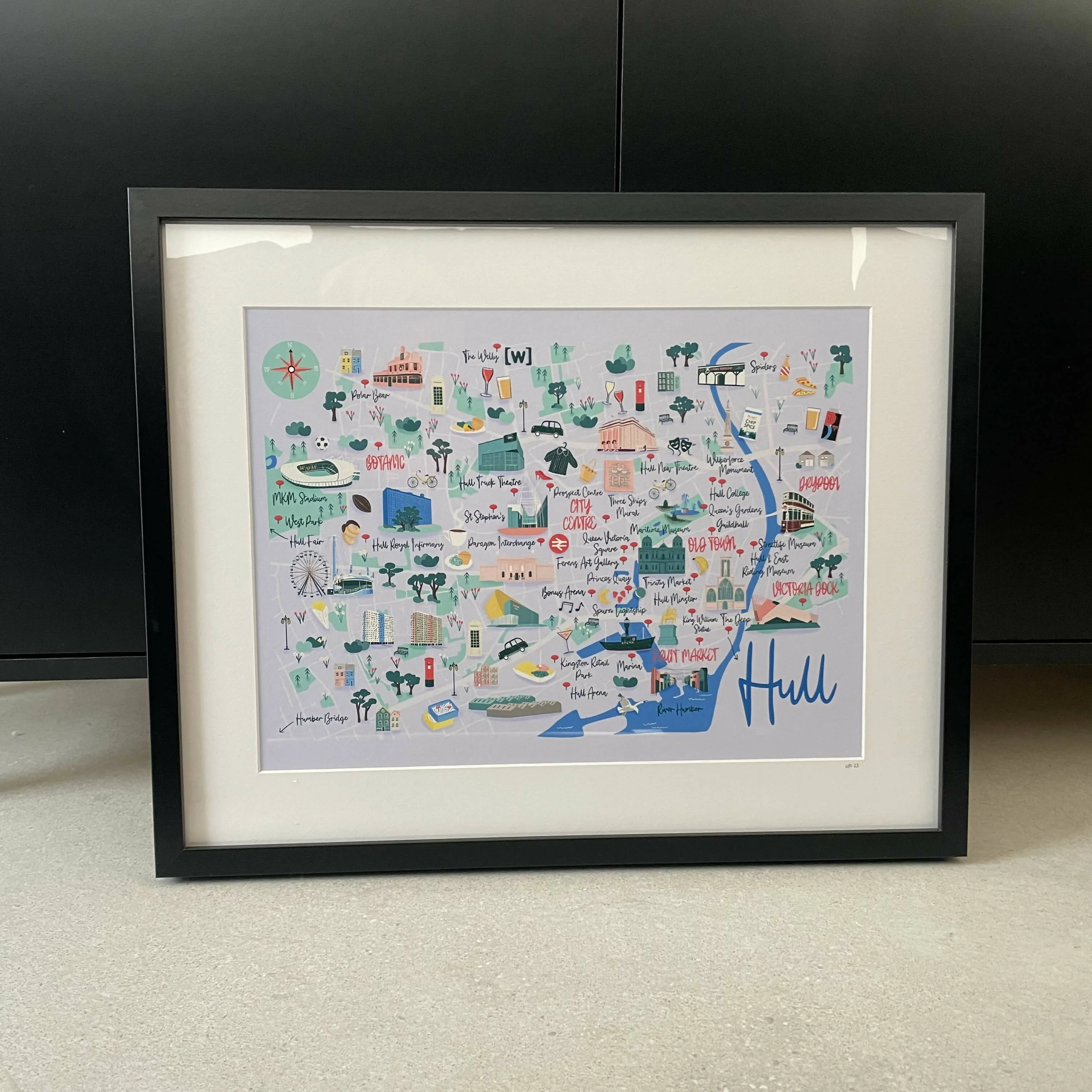 Black Framed ‘Hull Map’ Art Print