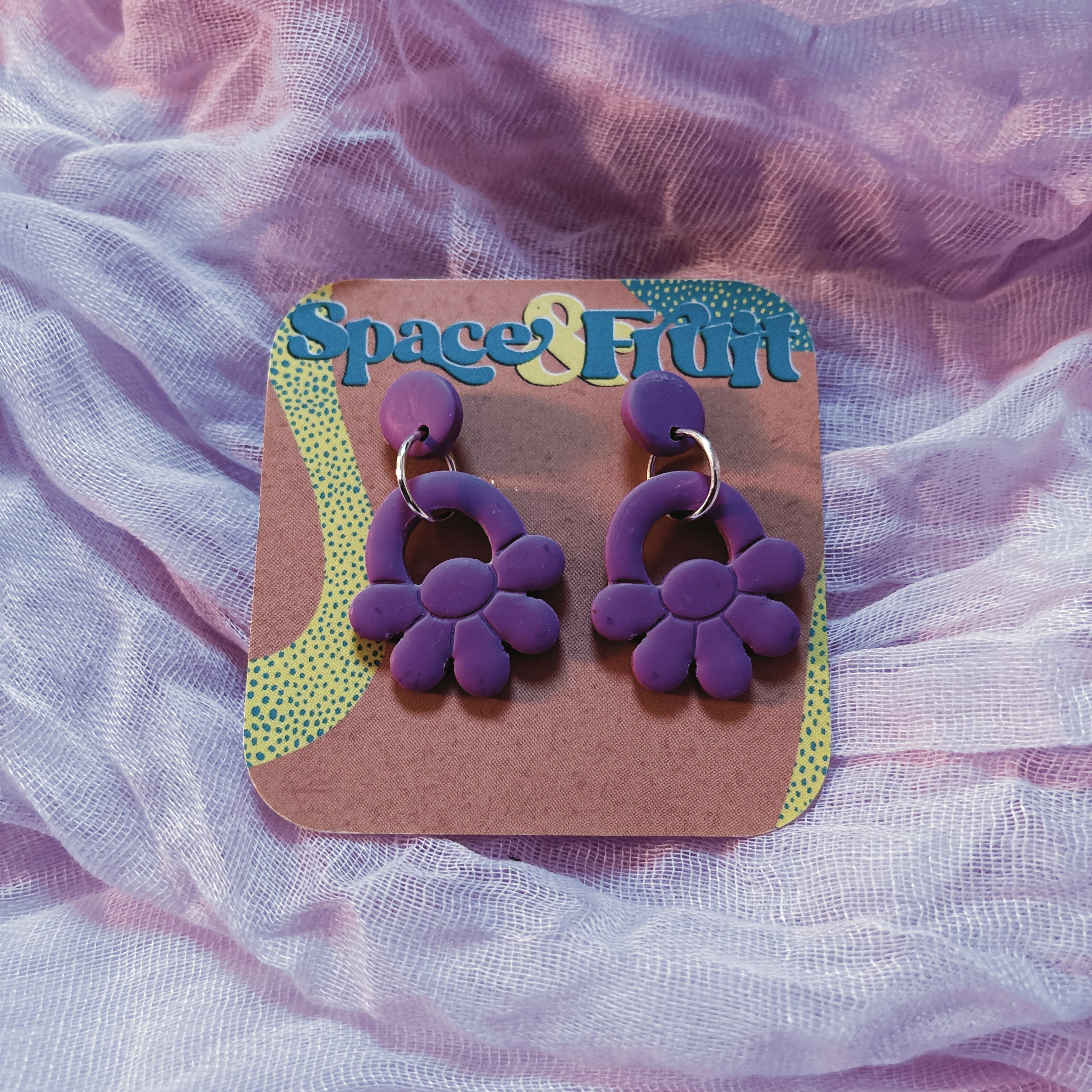 Abstract Flower Polymer Clay Earrings - Image 2