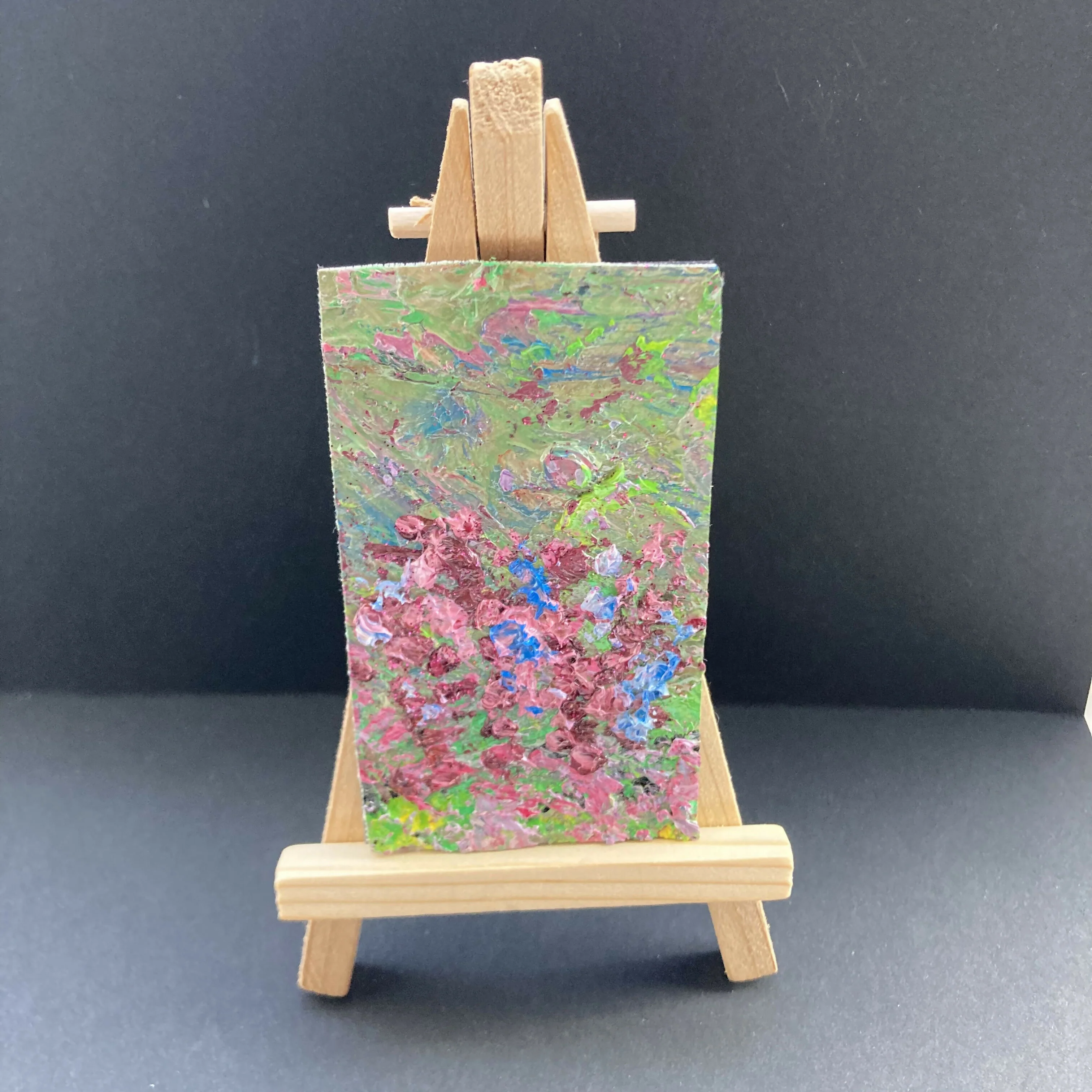 Abstract Heather & Bilberries - Original Mini Canvas Oil Painting Fridge Magnet - Image 2