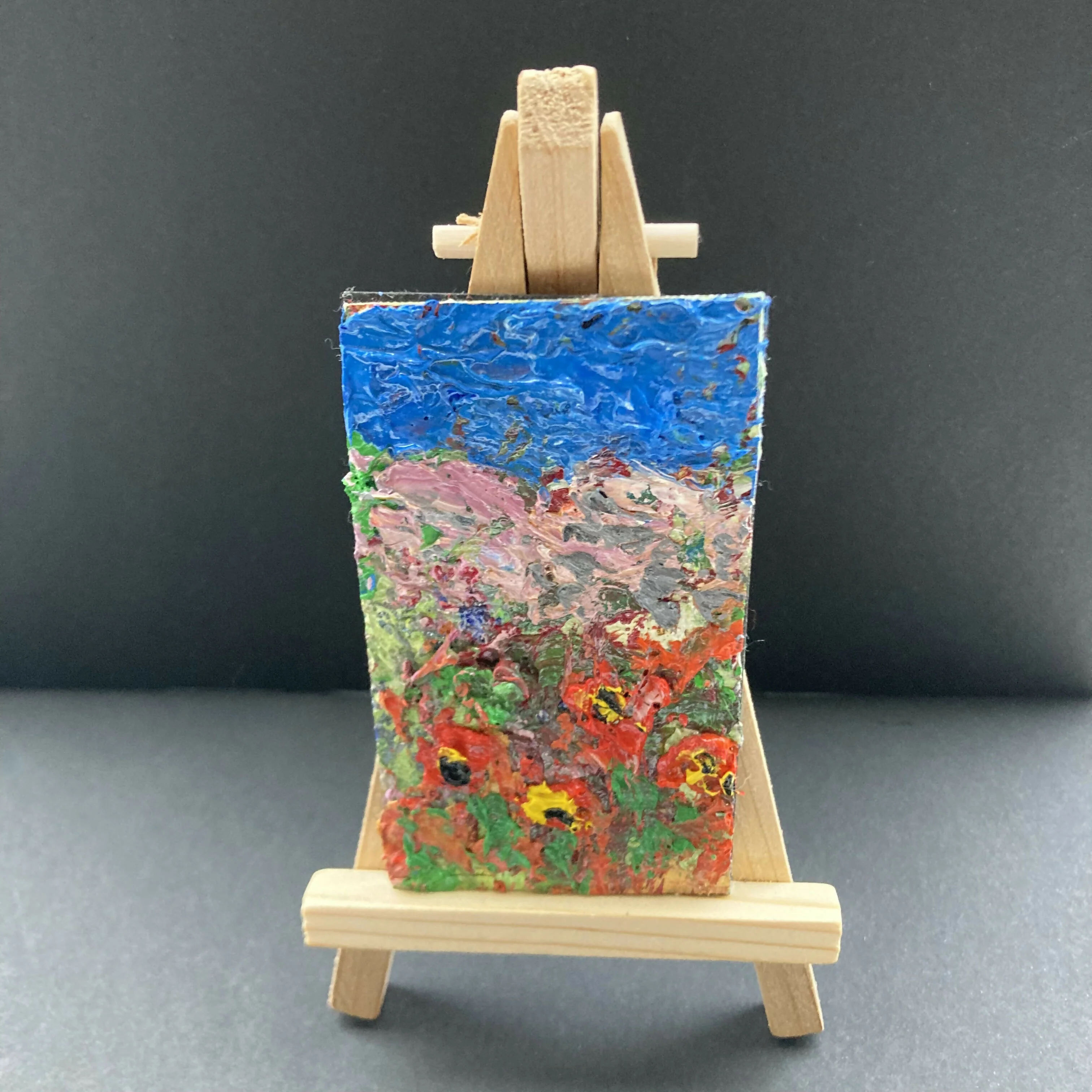 Abstract Poppies - Oil Painting Canvas Mini Fridge Magnet - Image 2