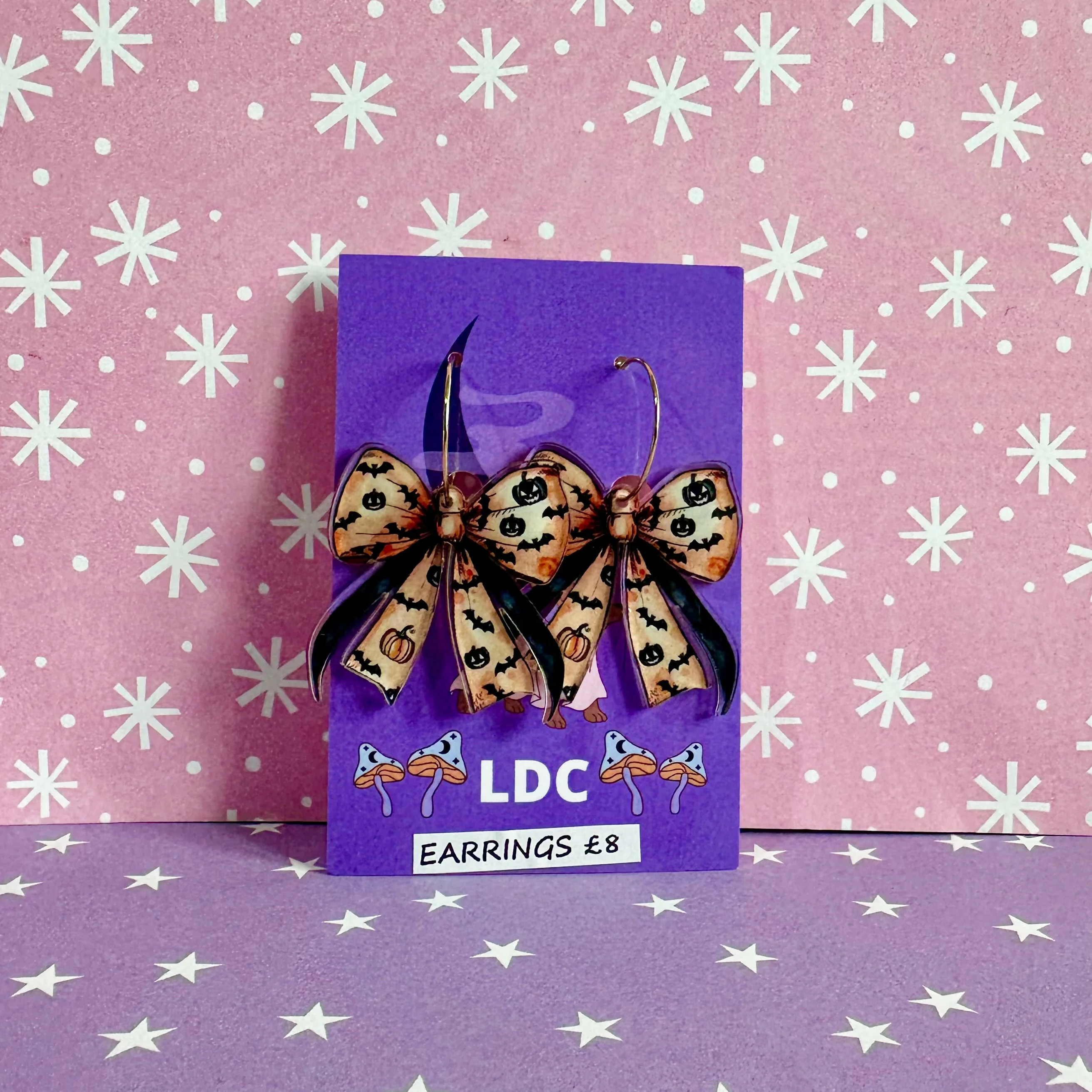 Acrylic Bow Hoop Earrings Bat - Image 4