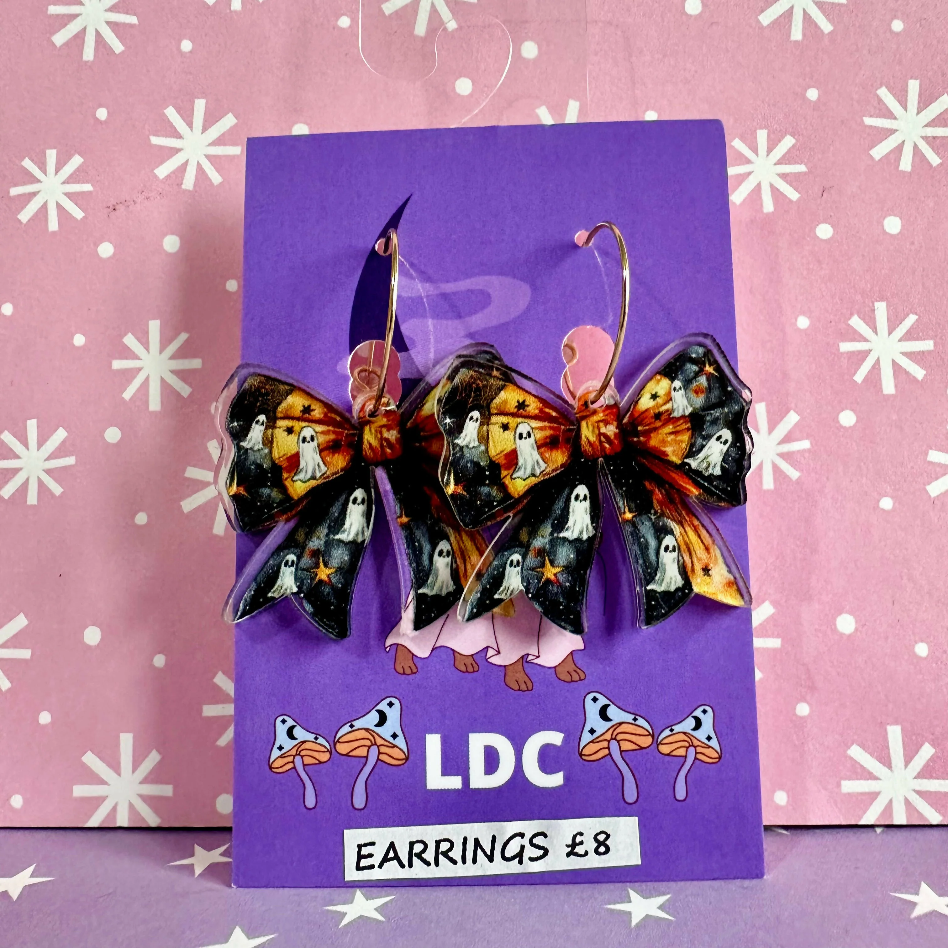 Acrylic Bow Hoop Earrings Ghost