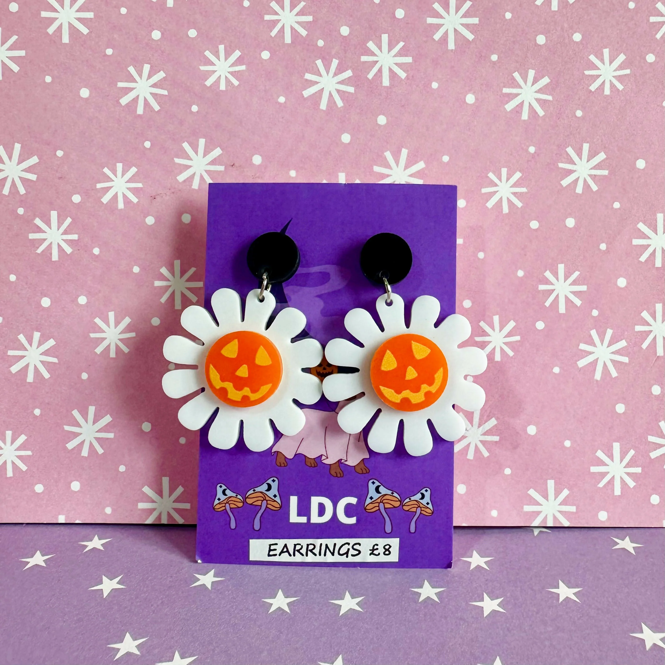 Acrylic Daisy Drop Stud Earrings - Image 4