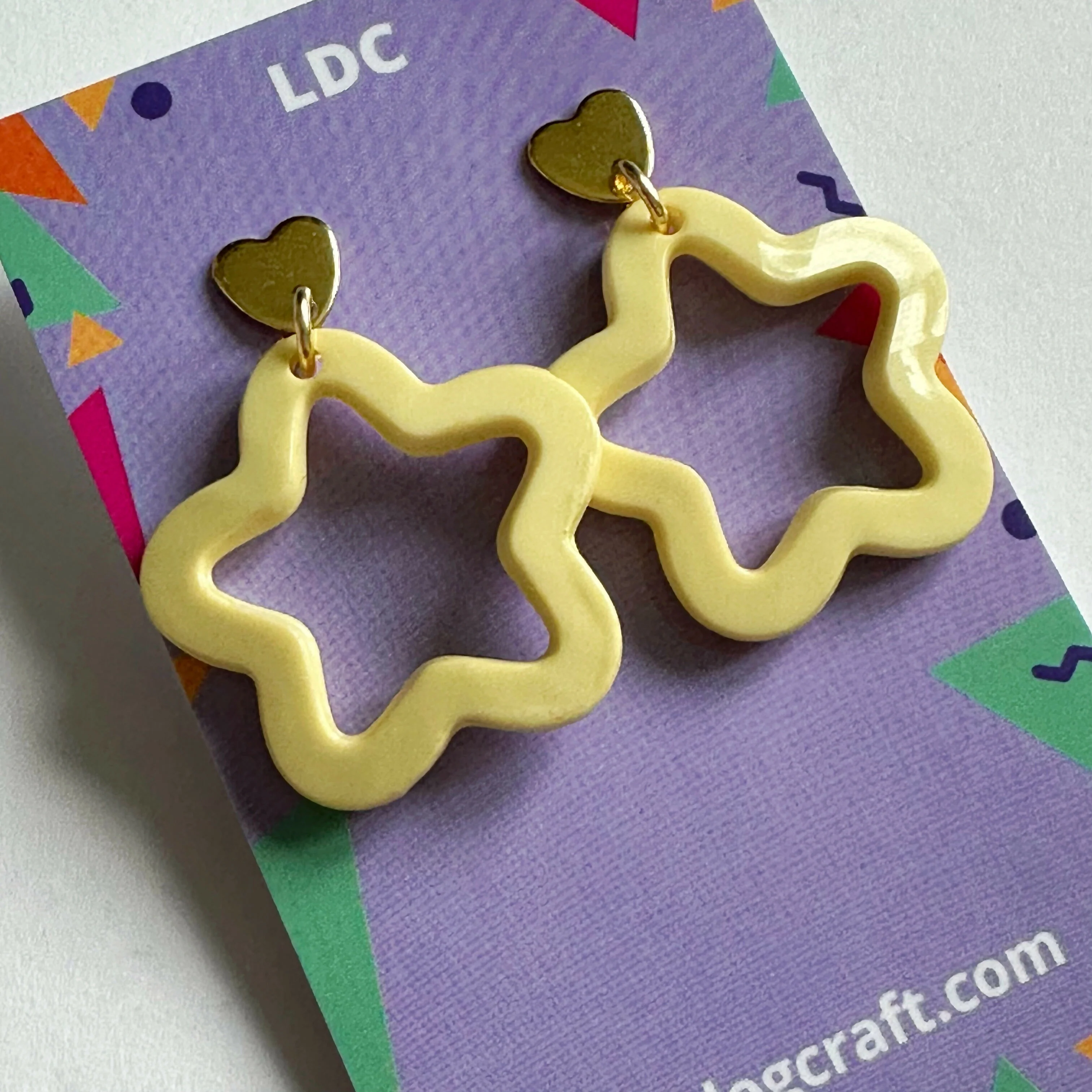 Acrylic Star Drop Stud Pale Solid Yellow - Image 2