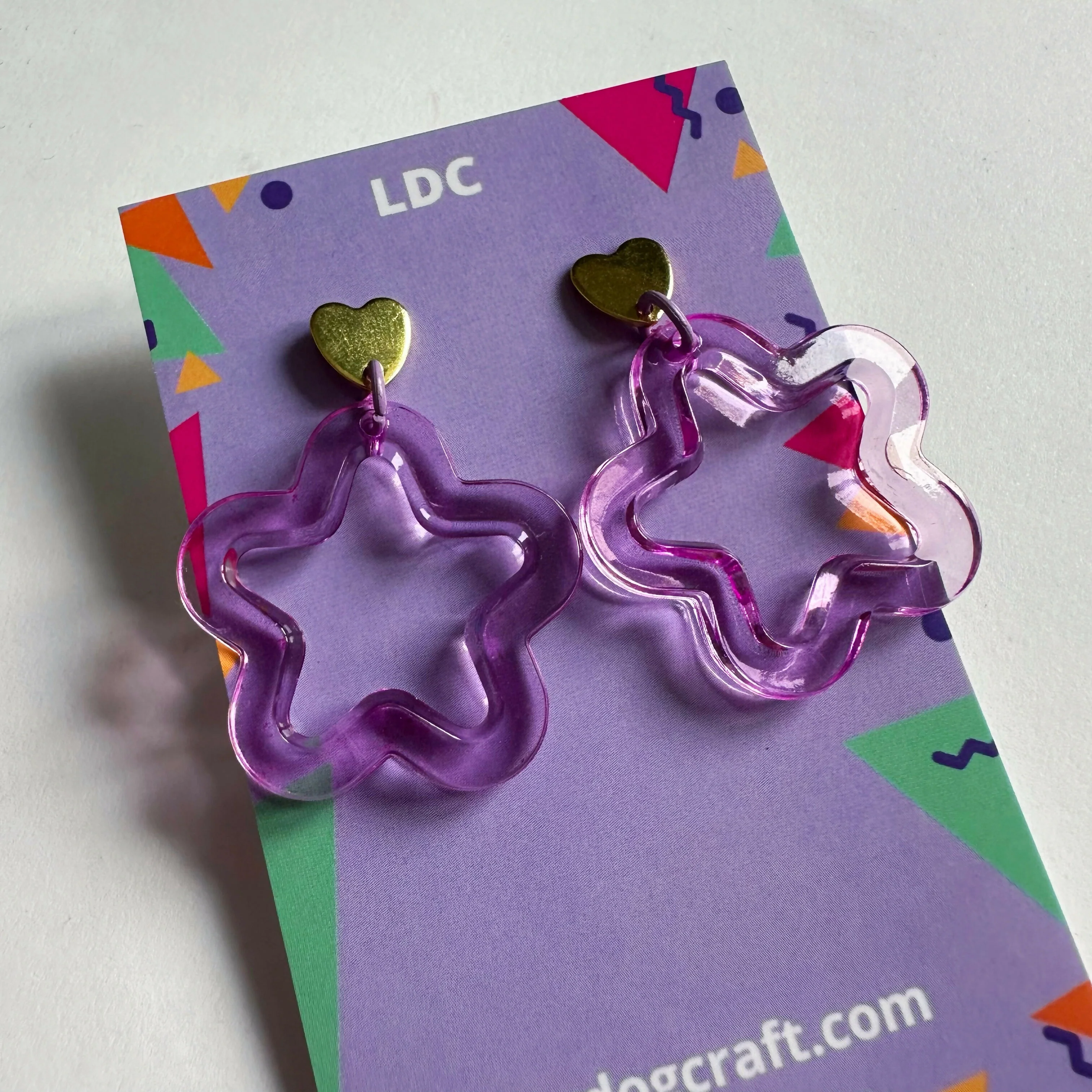 Acrylic Star Drop Stud Purple - Image 2