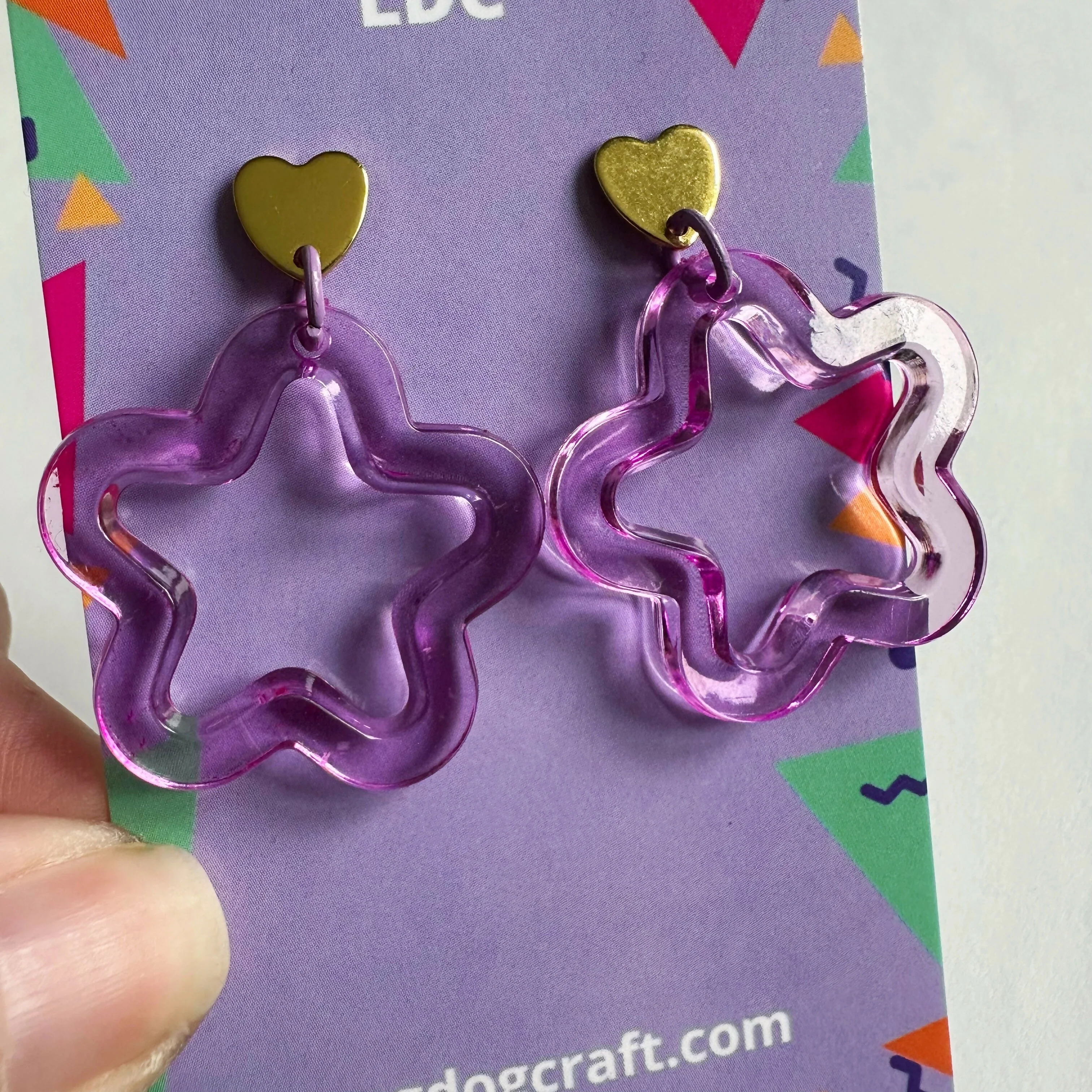 Acrylic Star Drop Stud Purple - Image 3