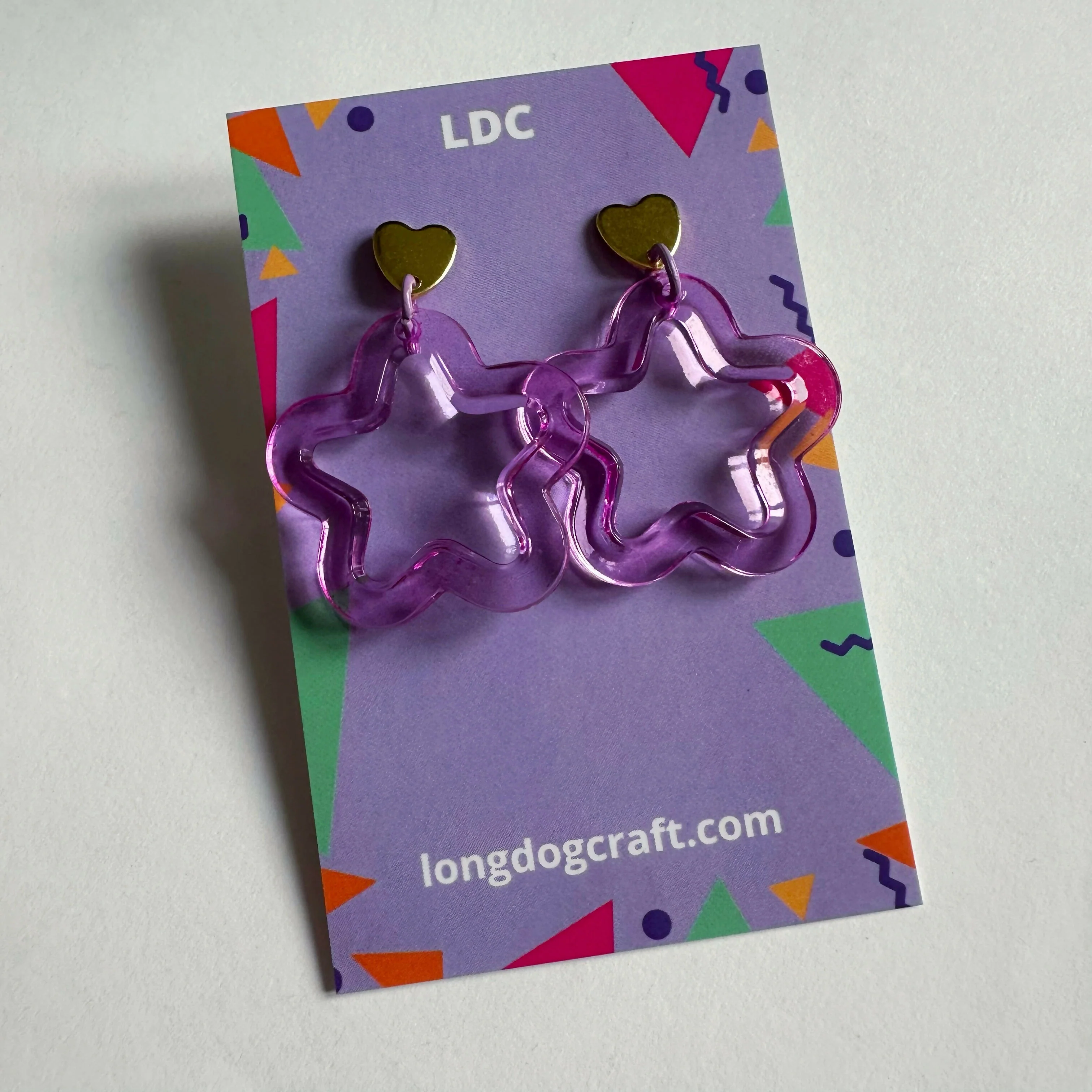 Acrylic Star Drop Stud Purple - Image 4