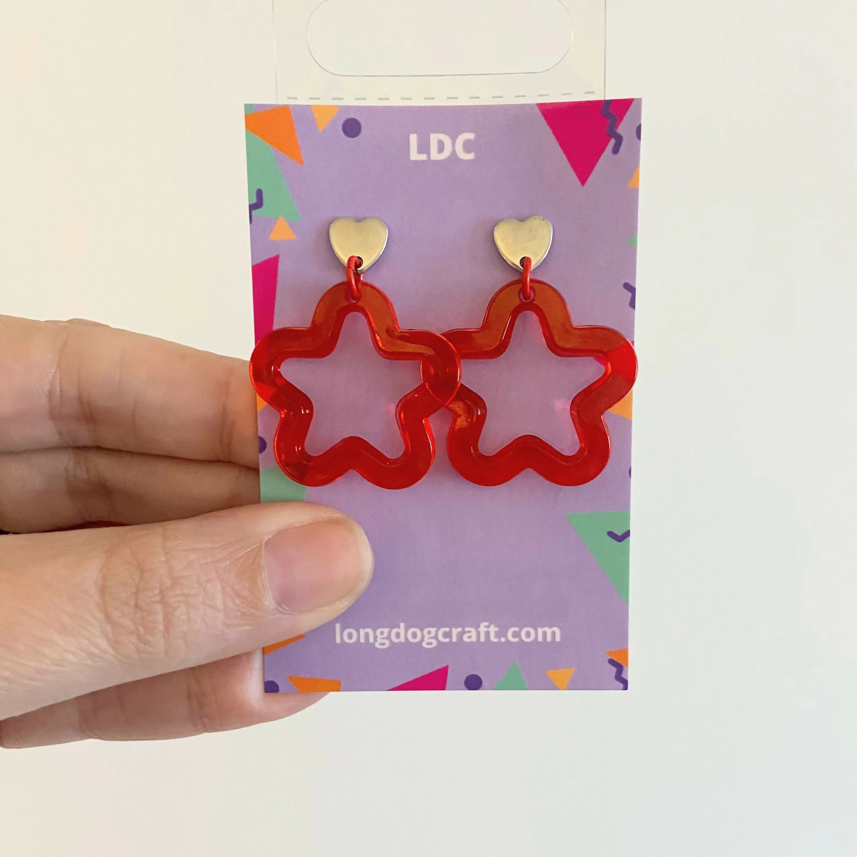 Acrylic Star Drop Stud Red - Image 2