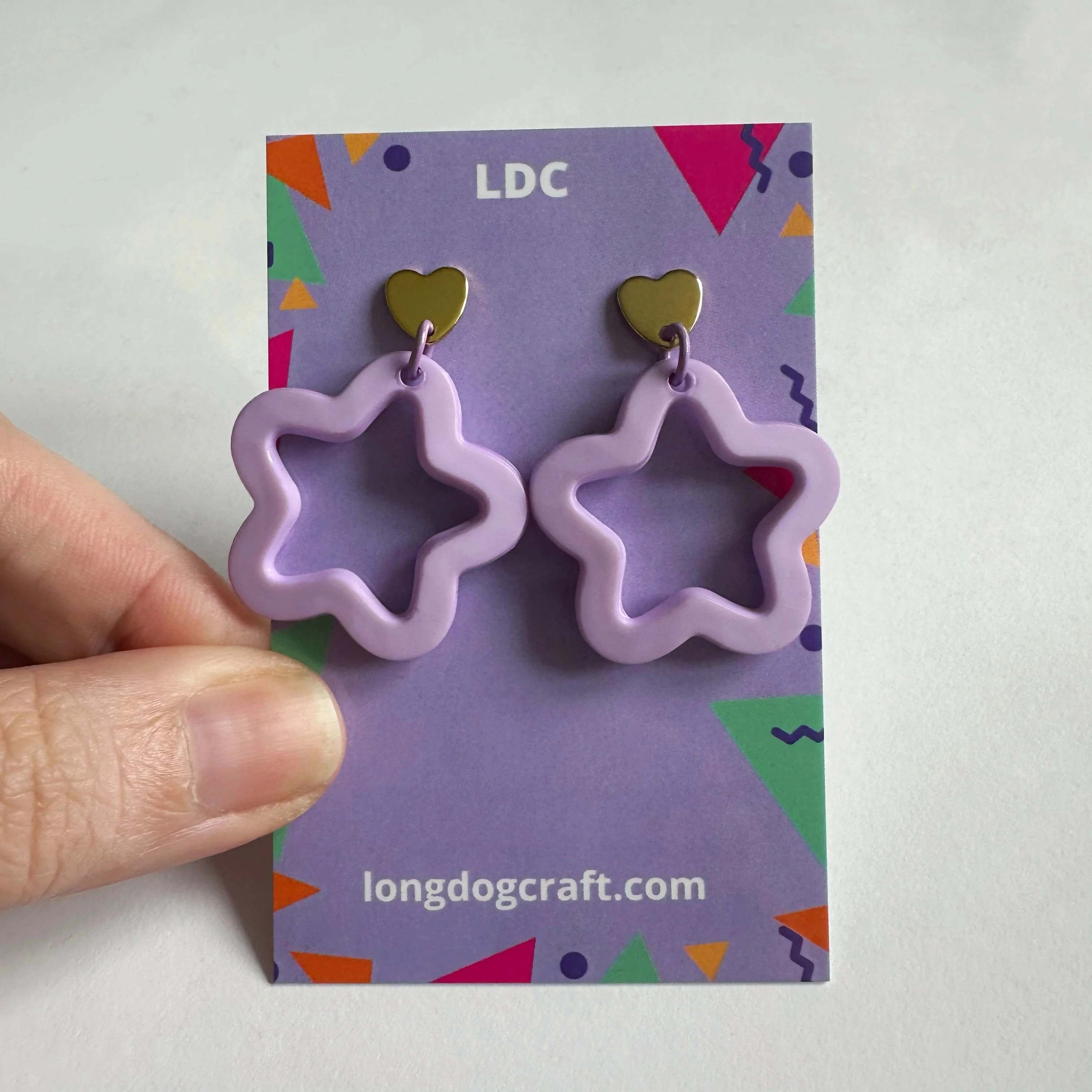 Acrylic Star Drop Stud Solid Lilac