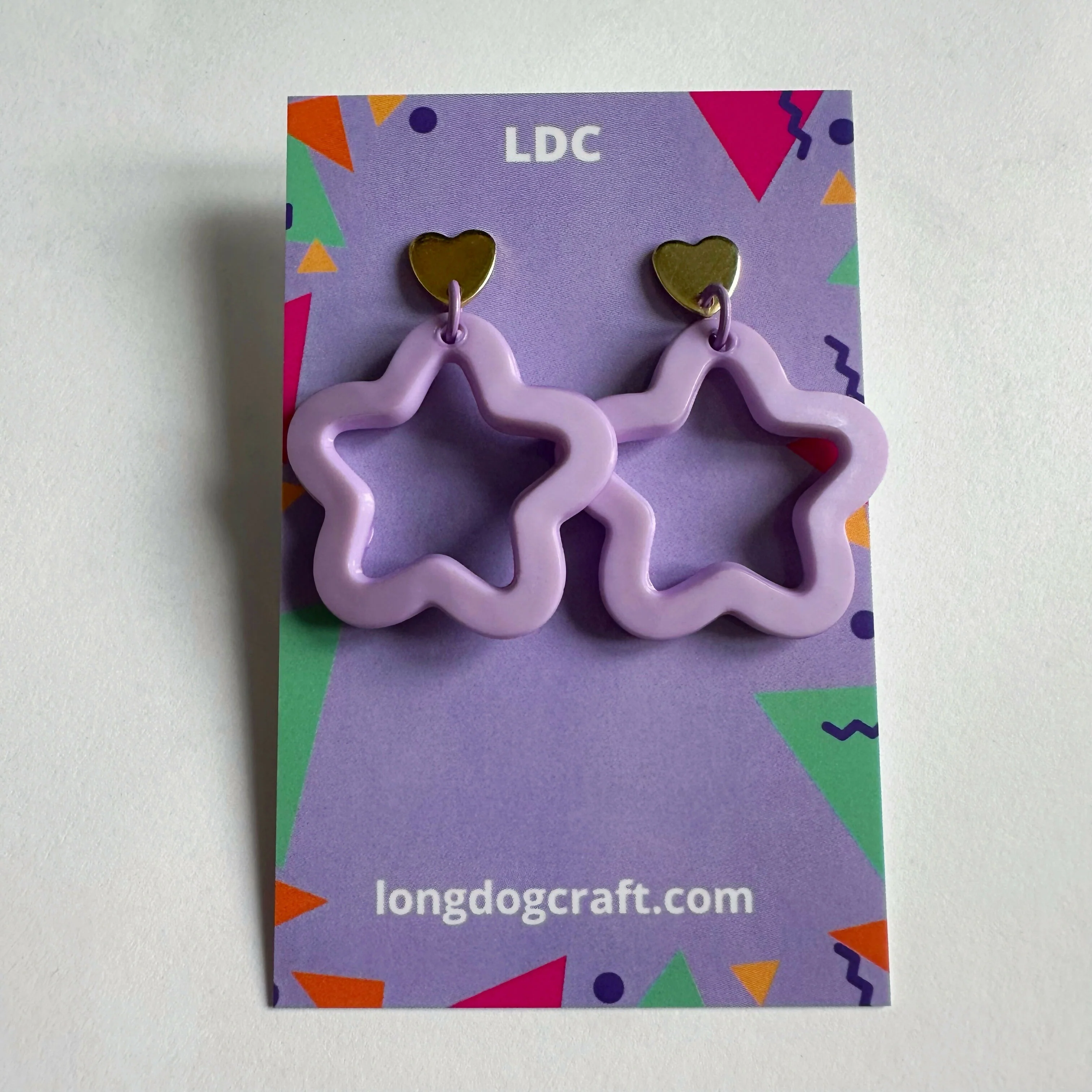 Acrylic Star Drop Stud Solid Lilac - Image 3