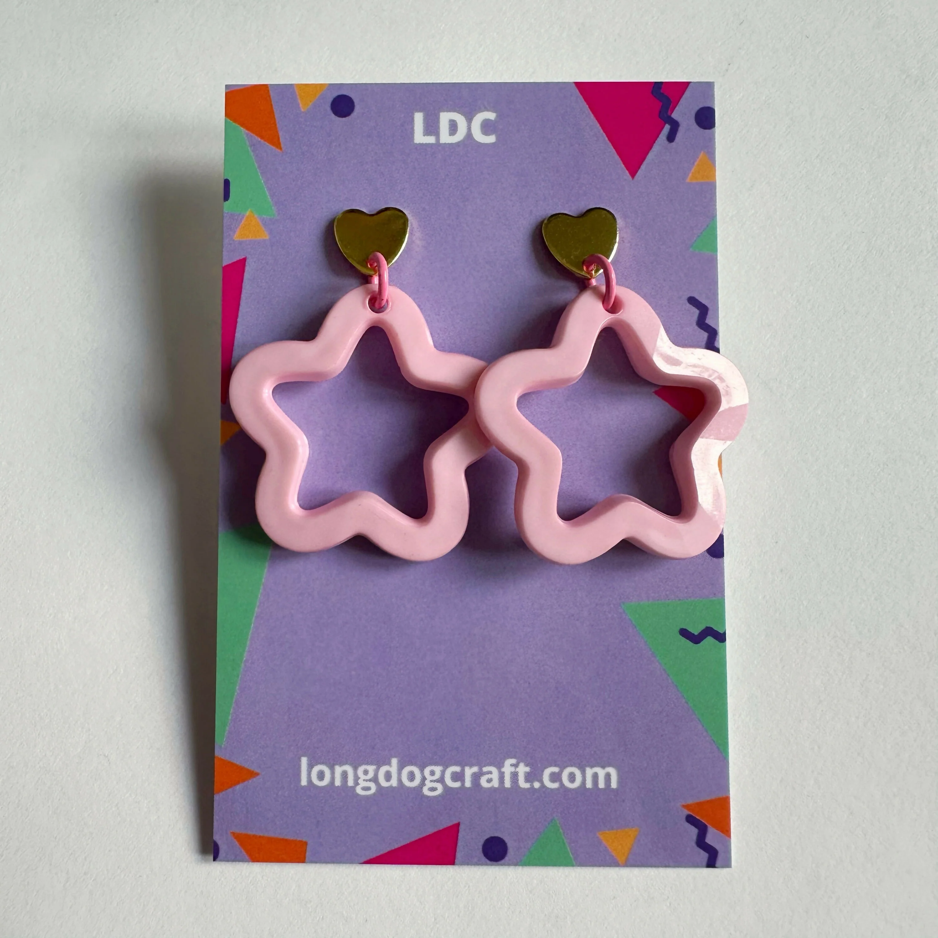 Acrylic Star Drop Stud Solid Lt Pink - Image 2