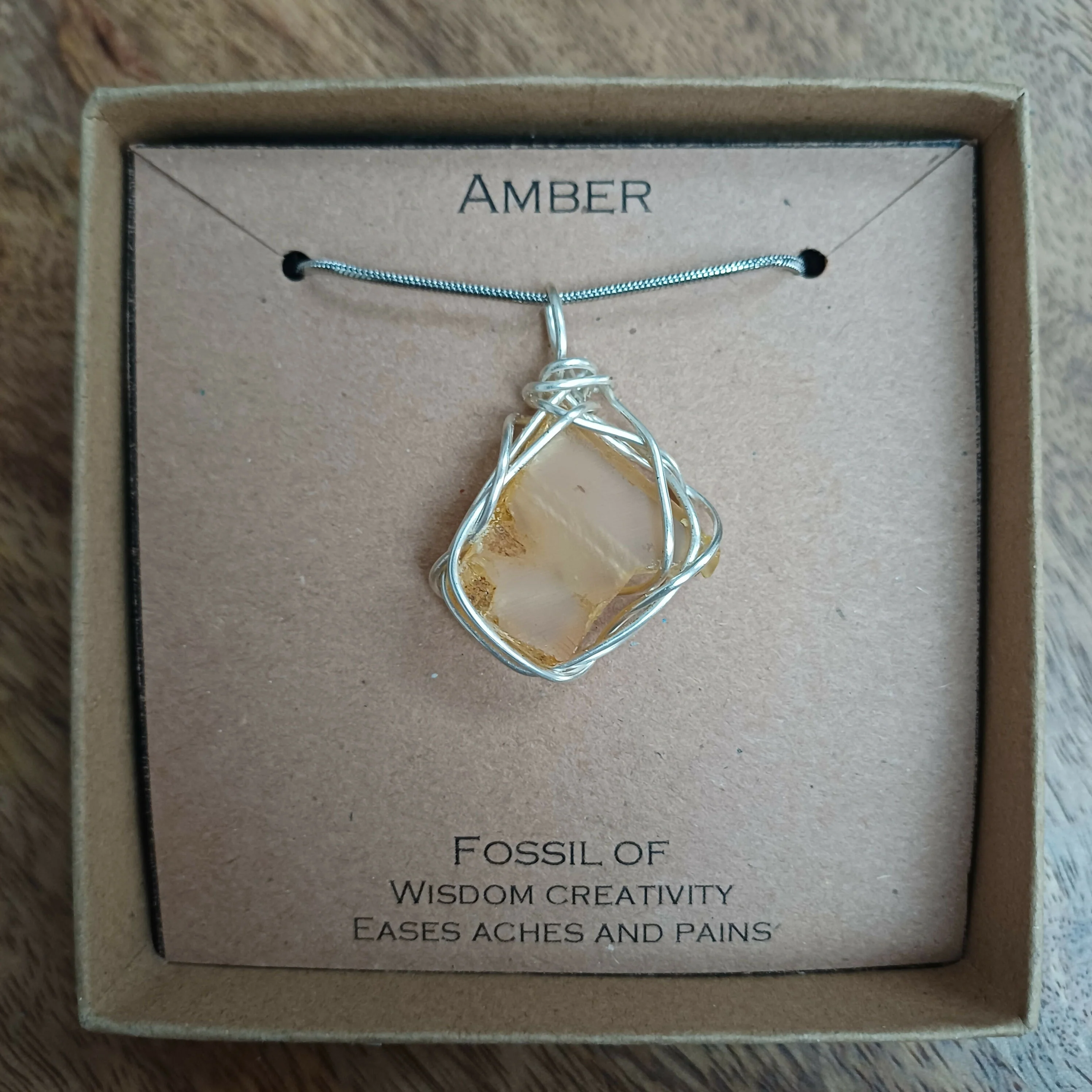 Amber Wire Wrapped Pendant