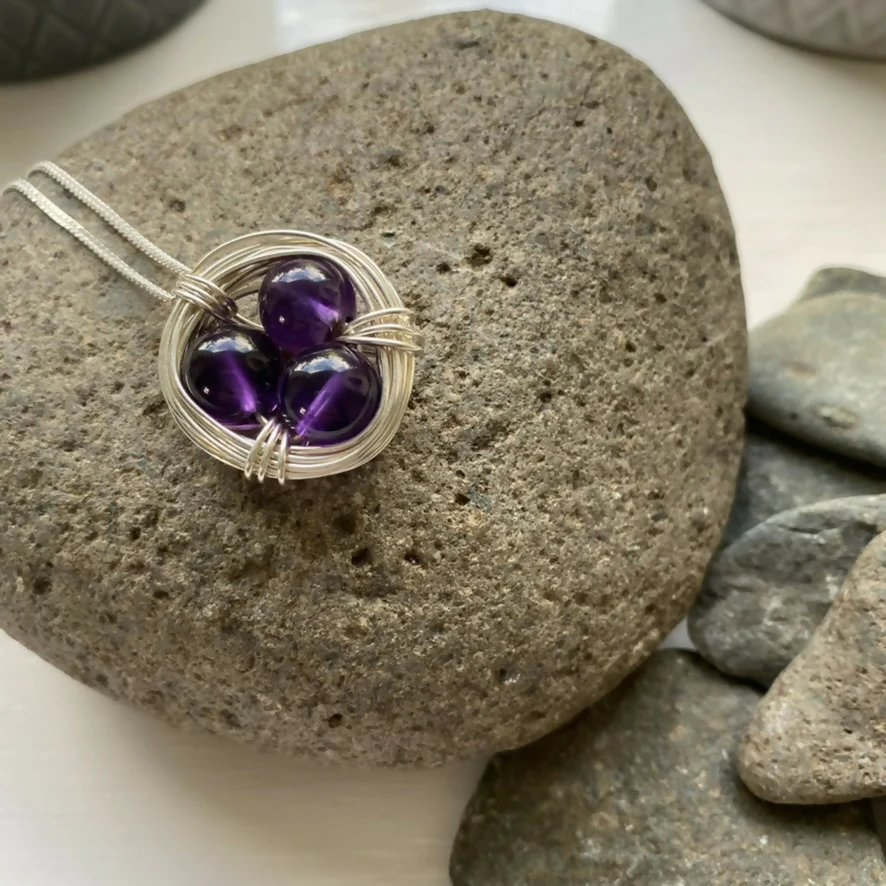 Amethyst Drop Necklace, Sterling Silver - Image 4