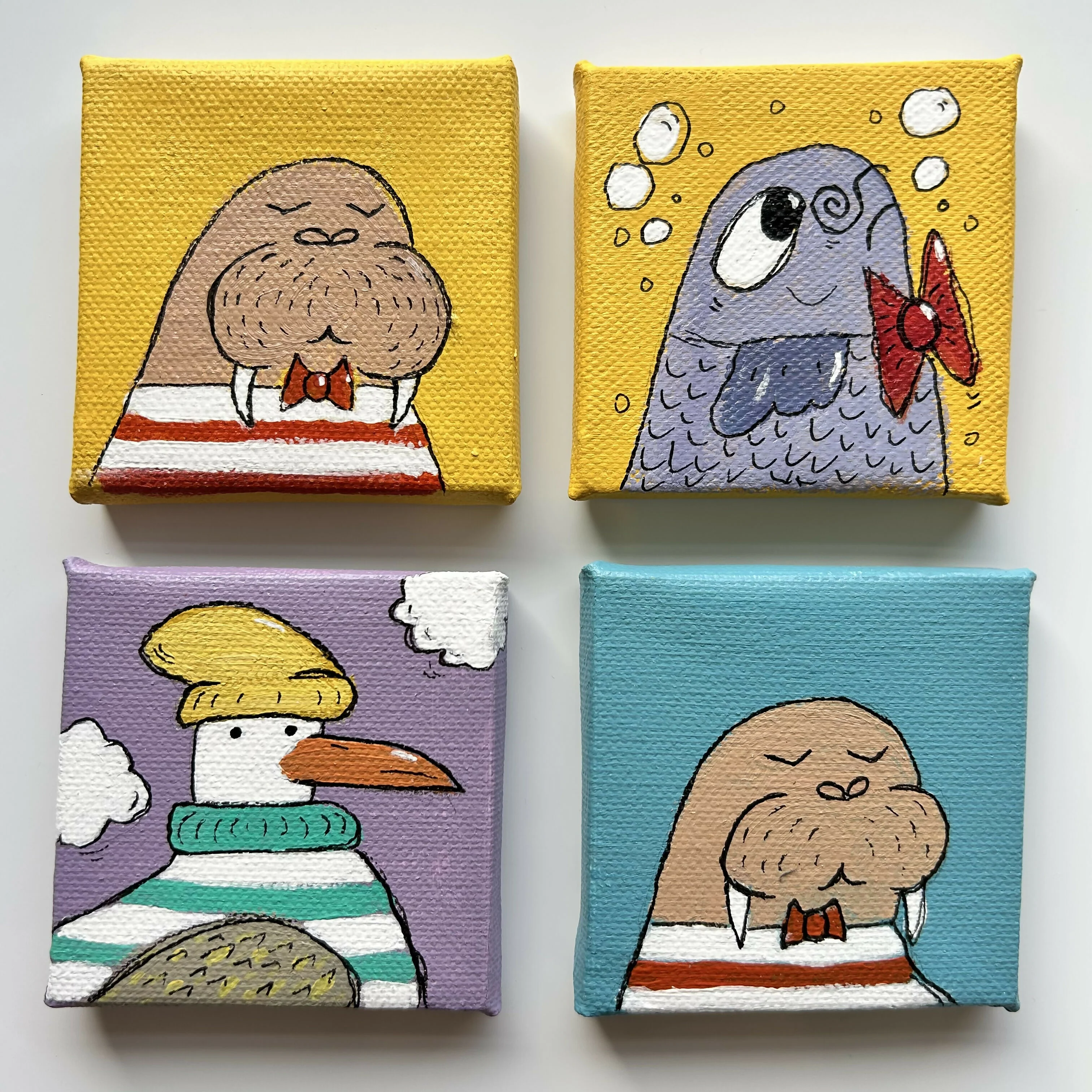 Animal Portraits Mini Canvases Original Artwork