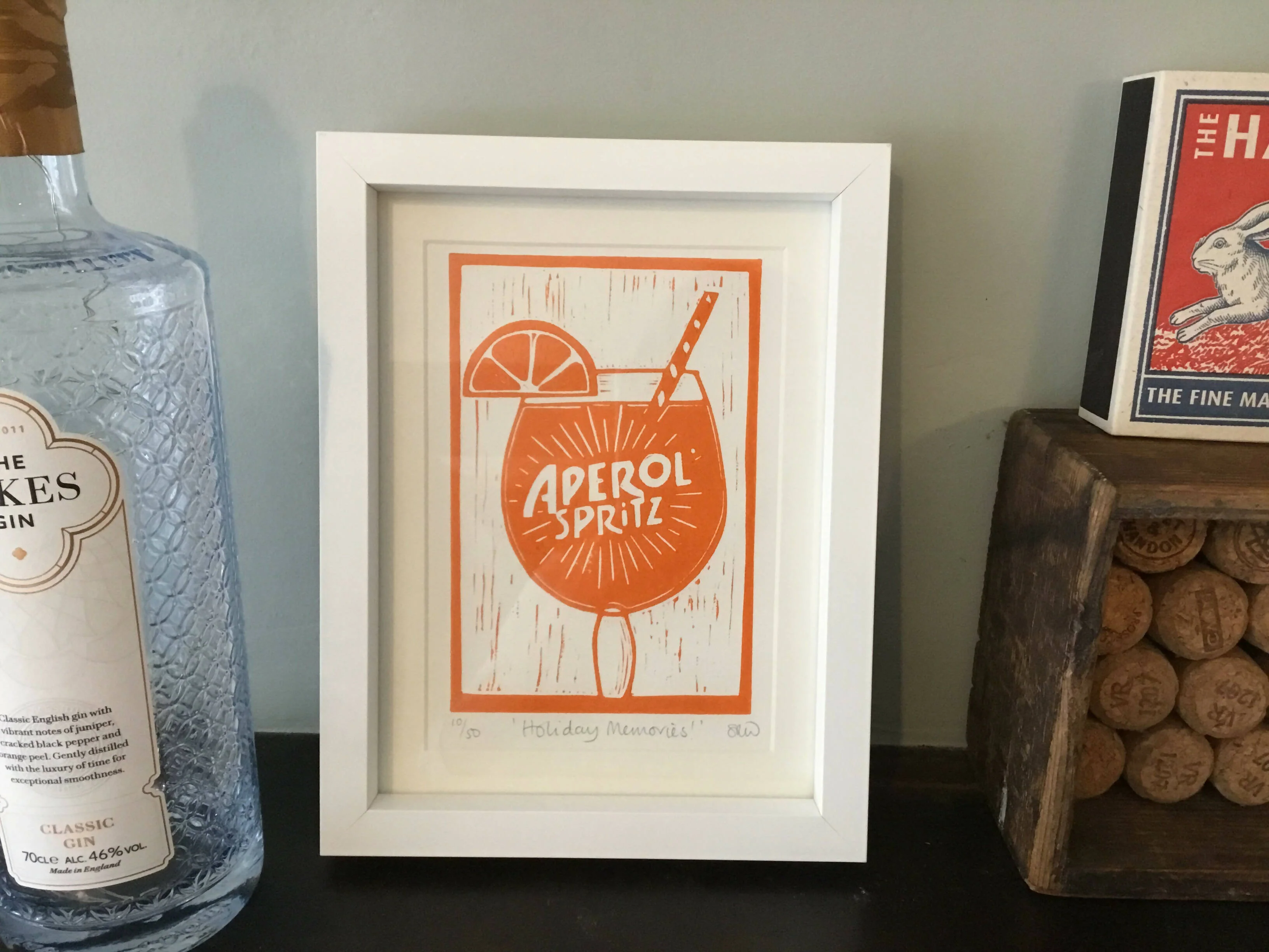 Aperol Drink Framed Lino Cut Print - Image 4
