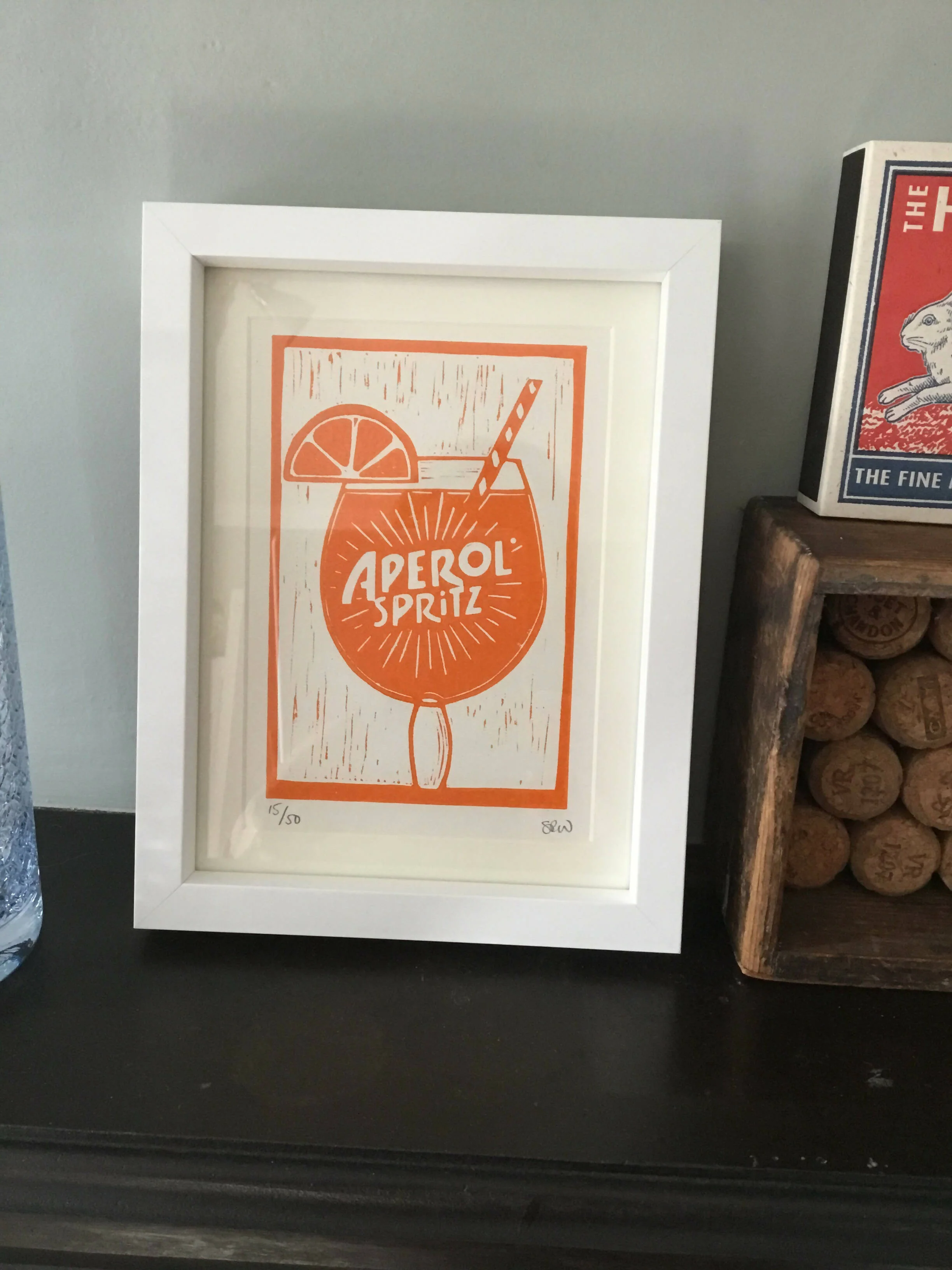 Aperol Drink Framed Lino Cut Print - Image 7
