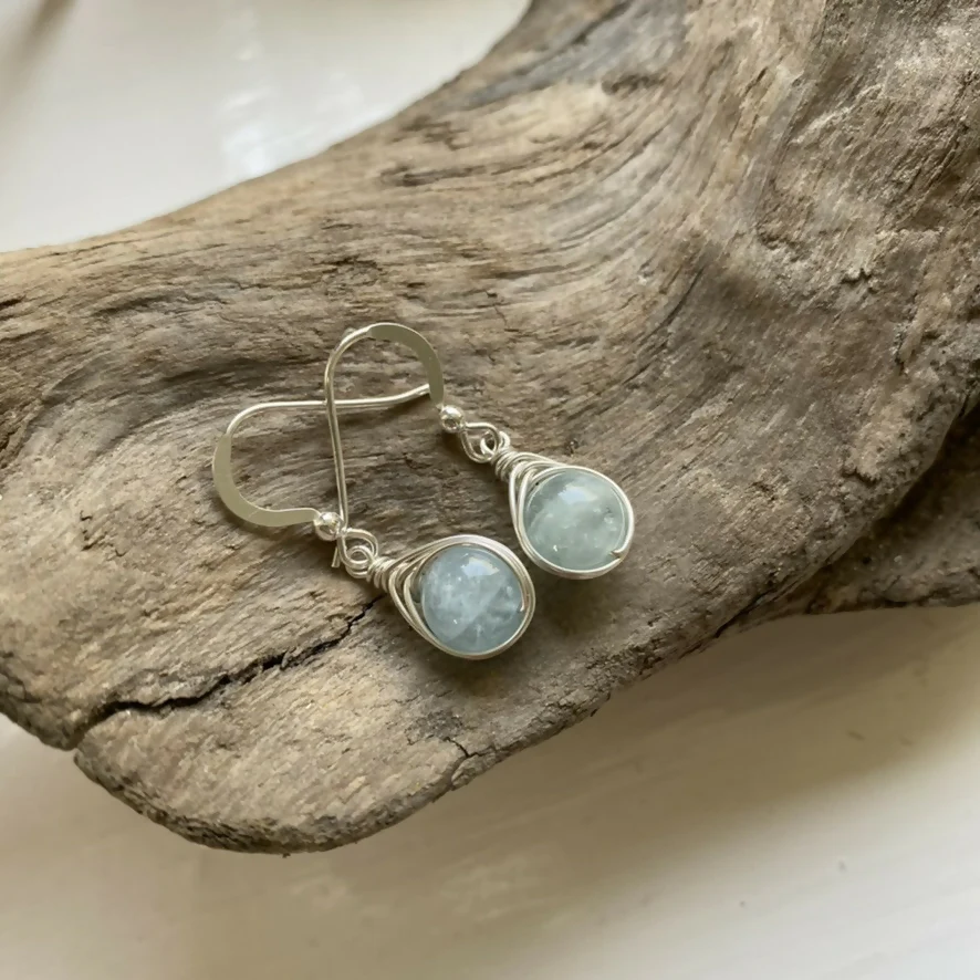 Aquamarine Drop Earrings, Sterling Silver - Image 3