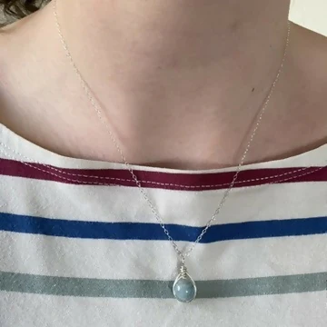 Aquamarine Drop Necklace, Sterling Silver - Image 3