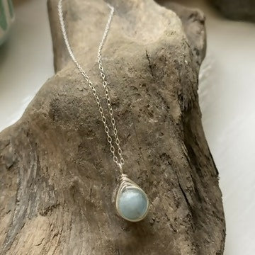 Aquamarine Drop Necklace, Sterling Silver - Image 4