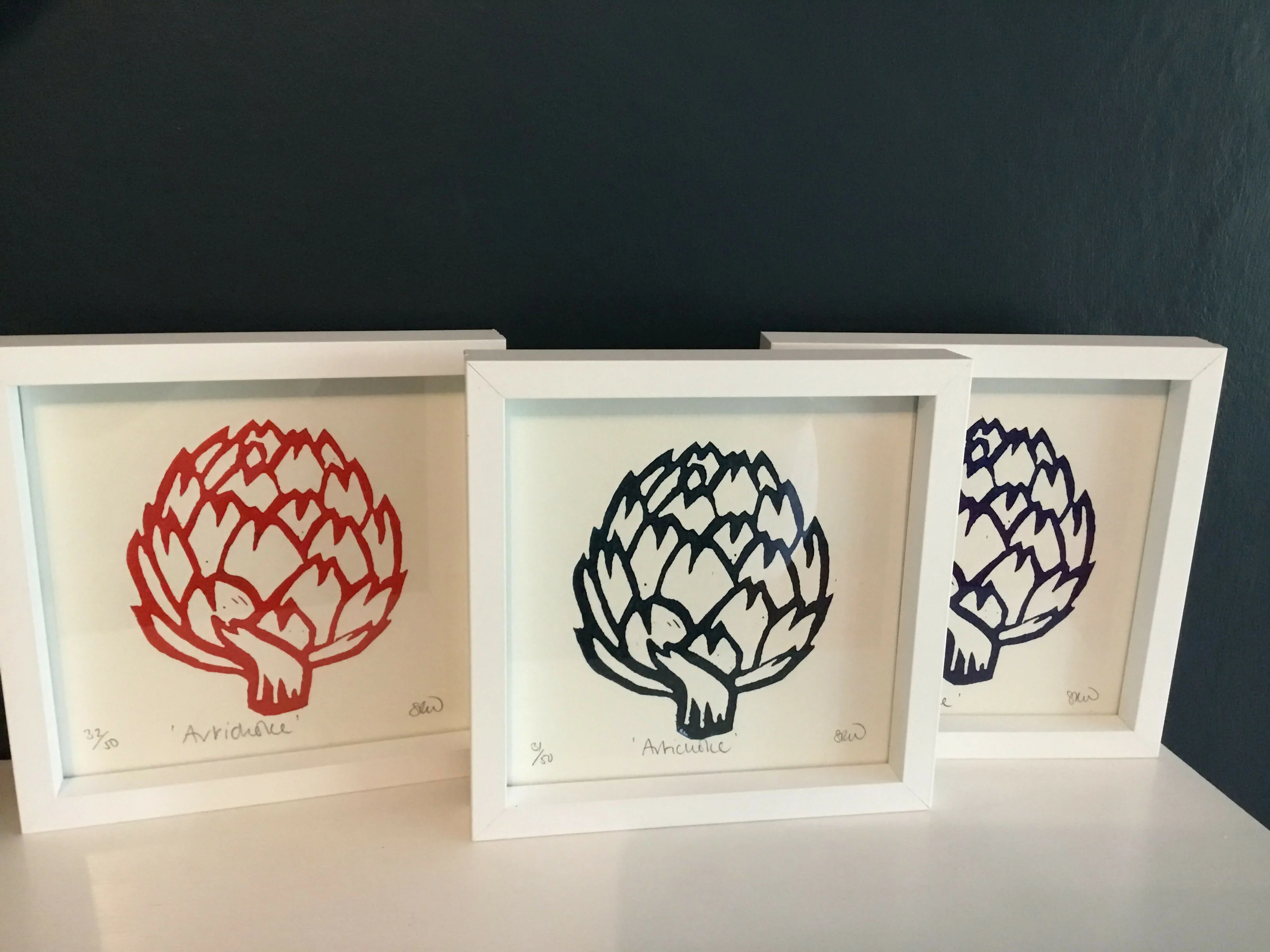 Artichoke Print Framed Lino Cut Print - Image 2