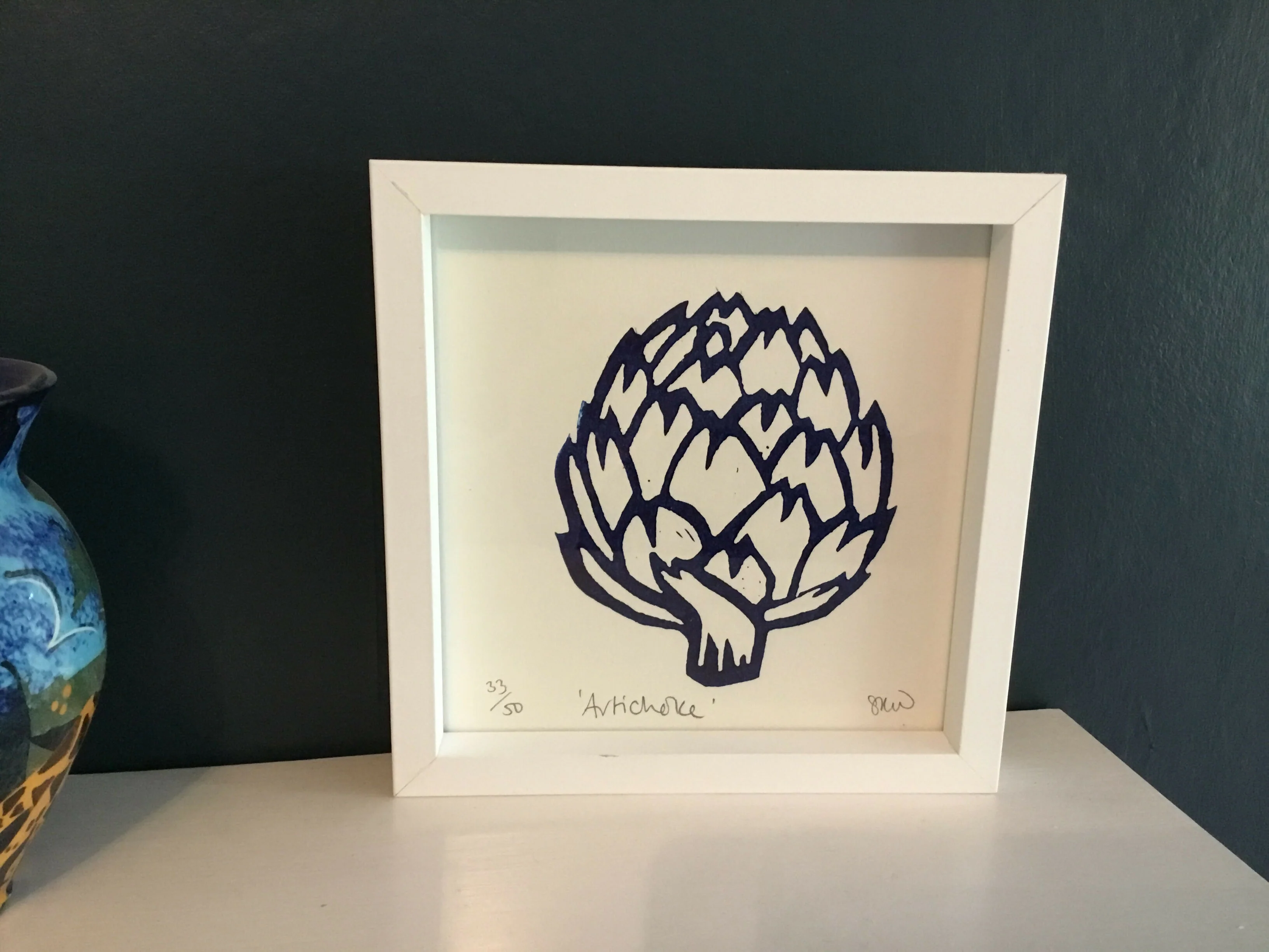 Artichoke Print Framed Lino Cut Print - Image 3