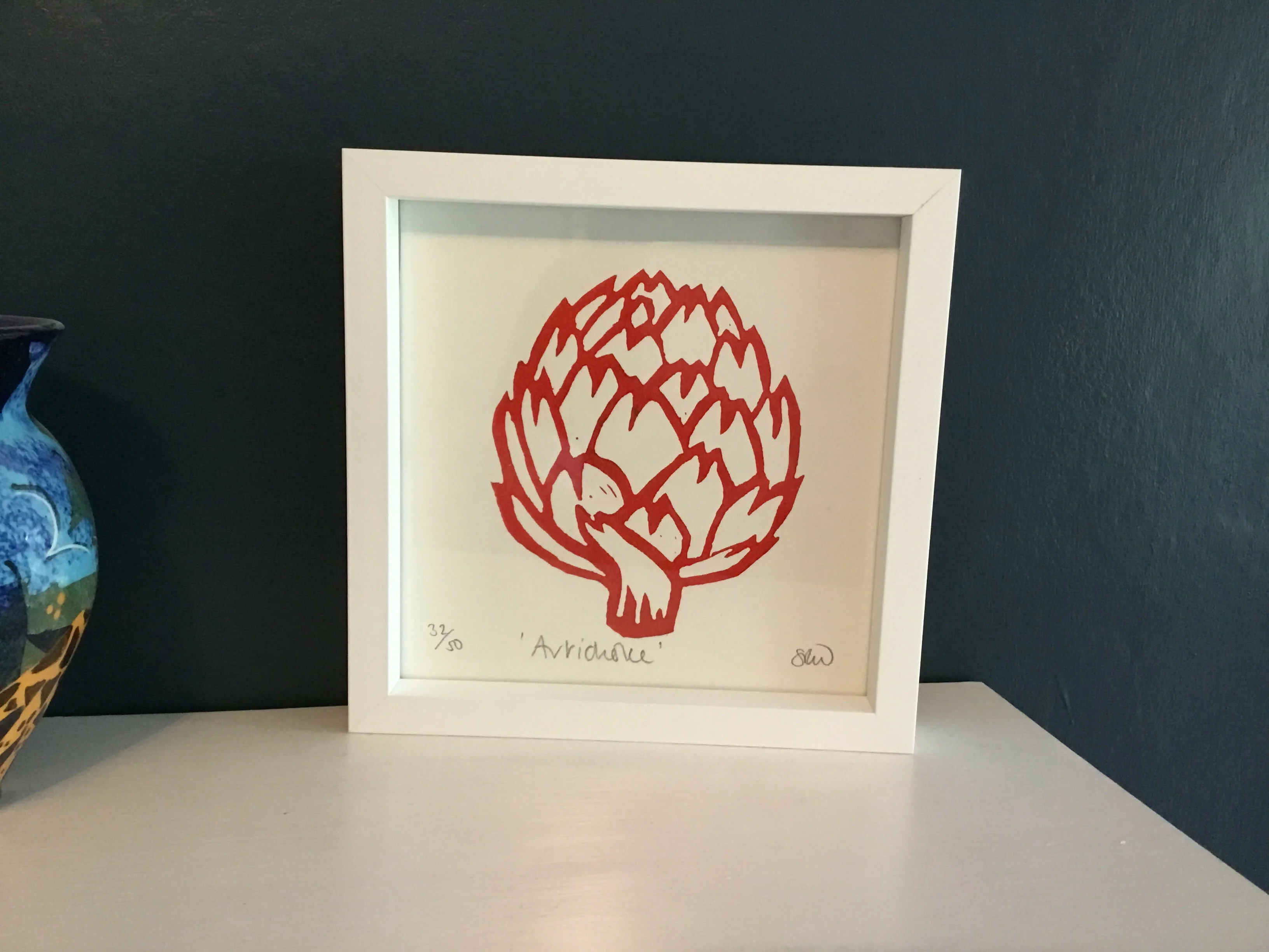 Artichoke Print Framed Lino Cut Print - Image 4