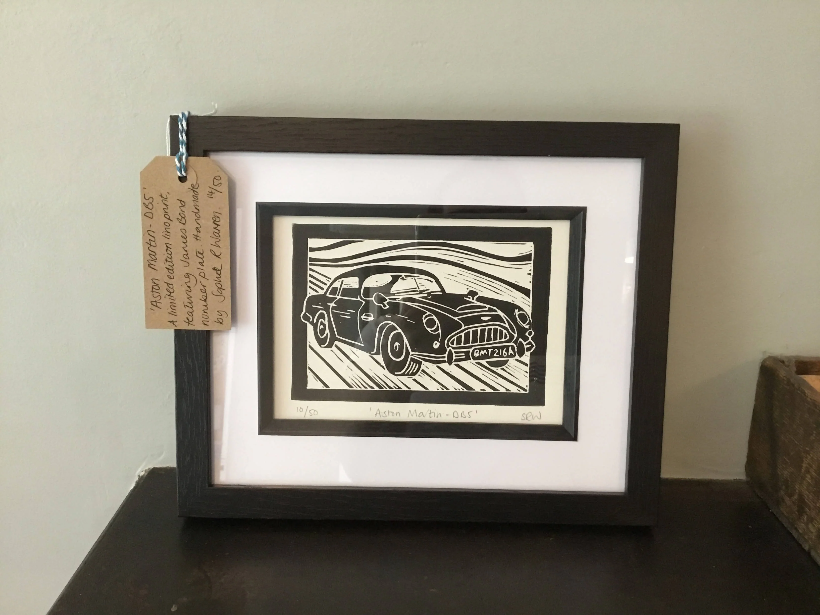 Aston Martin DB5 Framed Lino Cut Print - Image 4